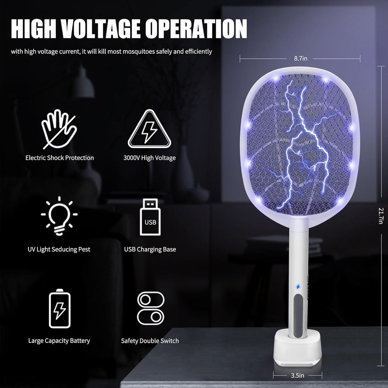 Raqueta Eléctrica para Insectos Lulu Home 3000V - Paquete de 2