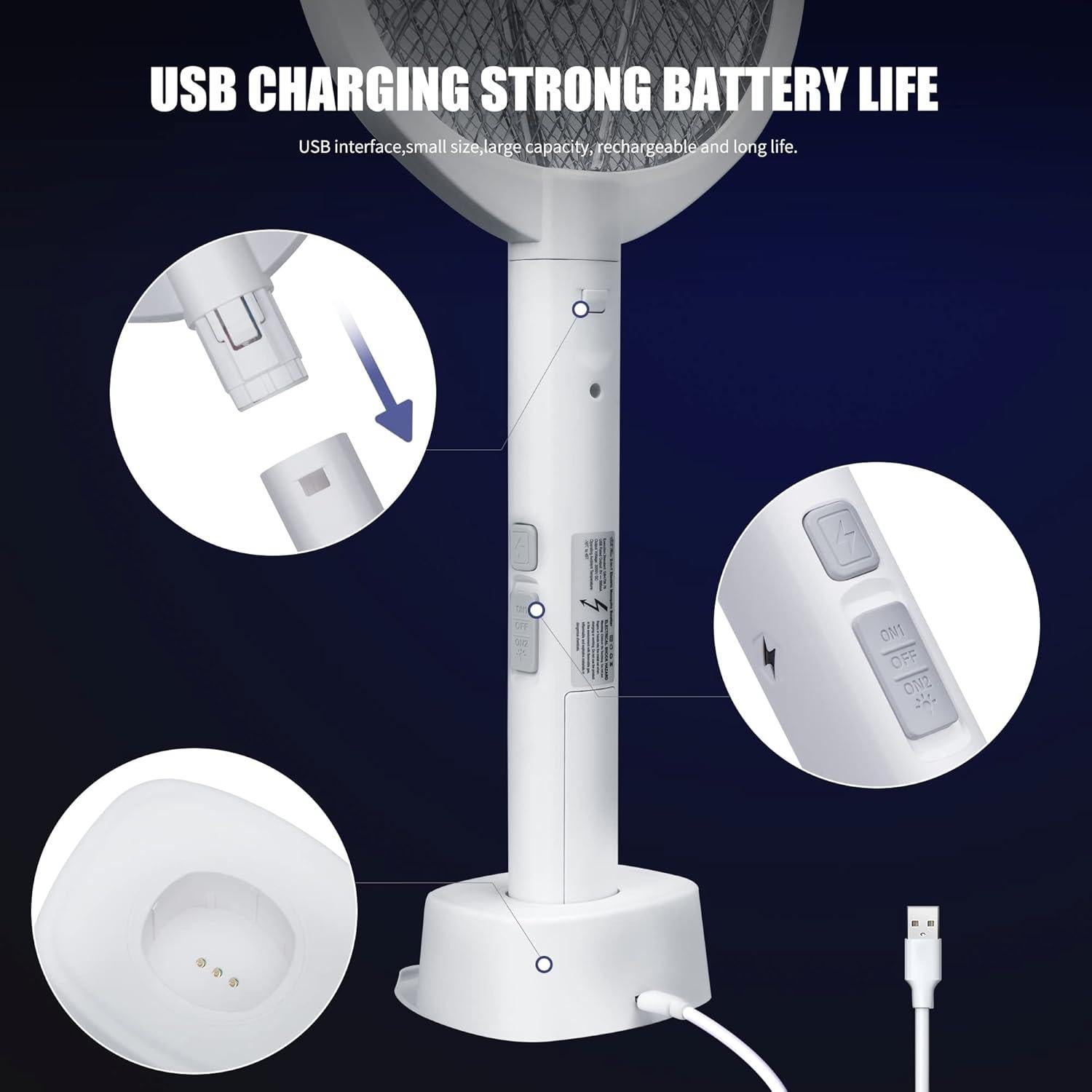 Raqueta Eléctrica para Insectos Lulu Home 3000V - Paquete de 2