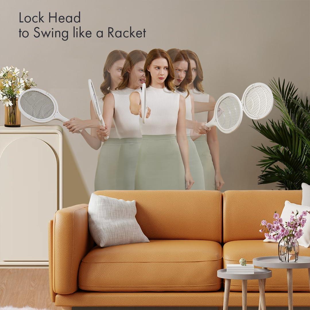 Raqueta eléctrica mata moscas GeckoMan con mango telescópico