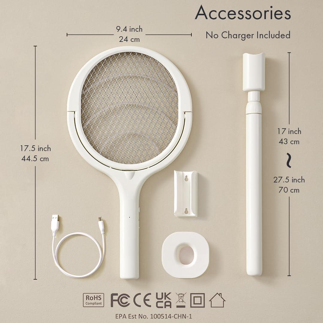 Raqueta eléctrica mata moscas GeckoMan con mango telescópico