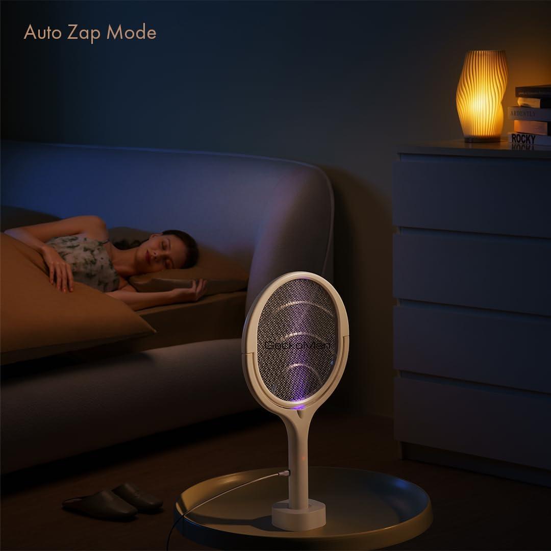 Raqueta eléctrica mata moscas GeckoMan con mango telescópico