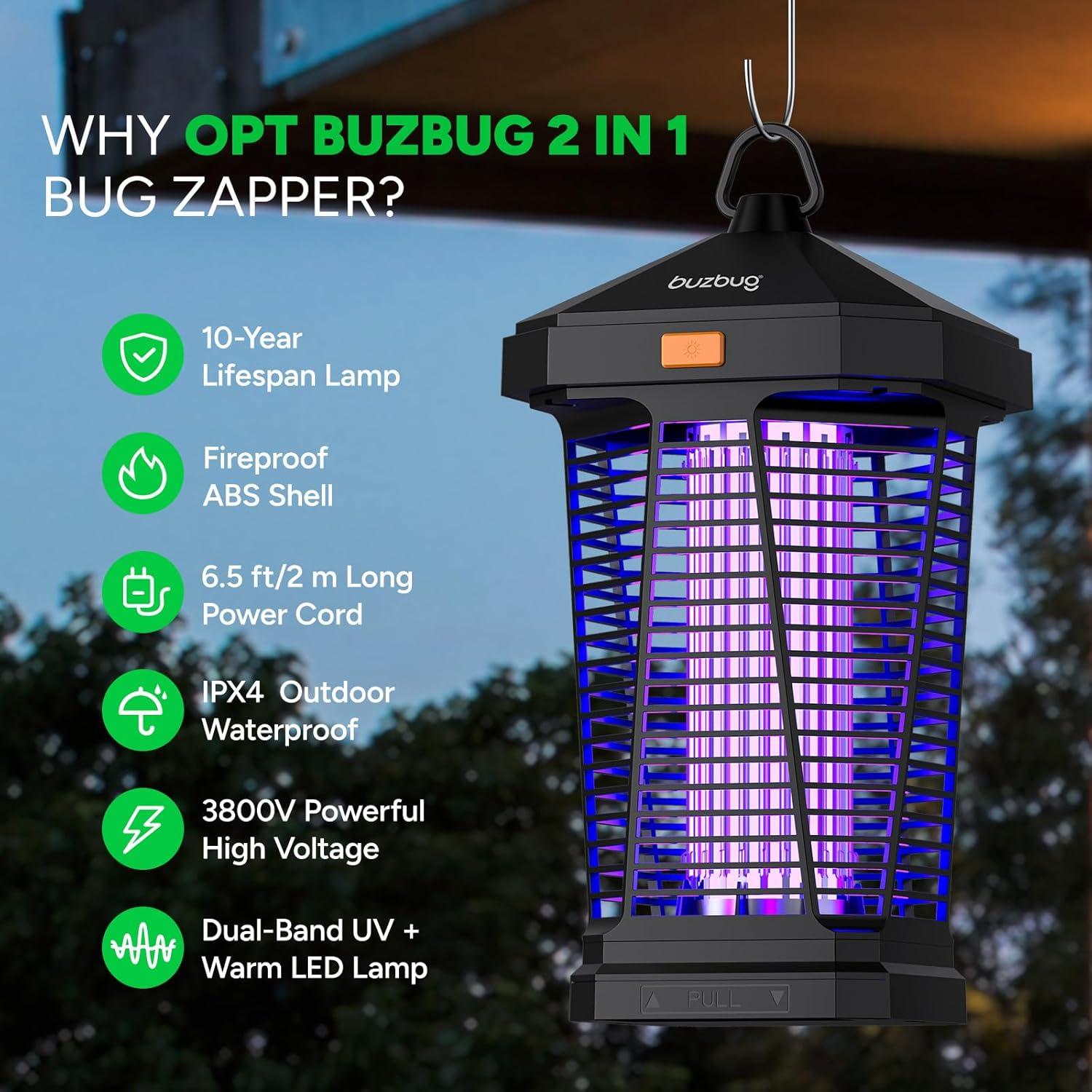 Zapper de Insectos Buzbug MA-20 LED Impermeable 3800V