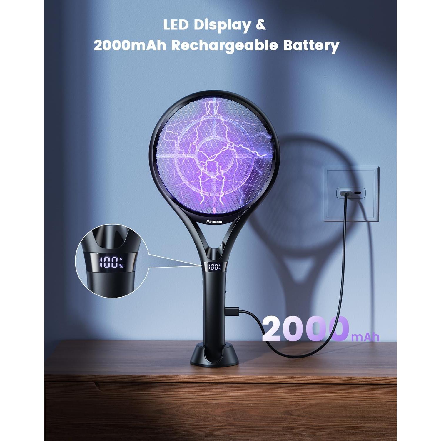 Mata Moscas Eléctrico Minimoon 2000mAh con Pantalla LED