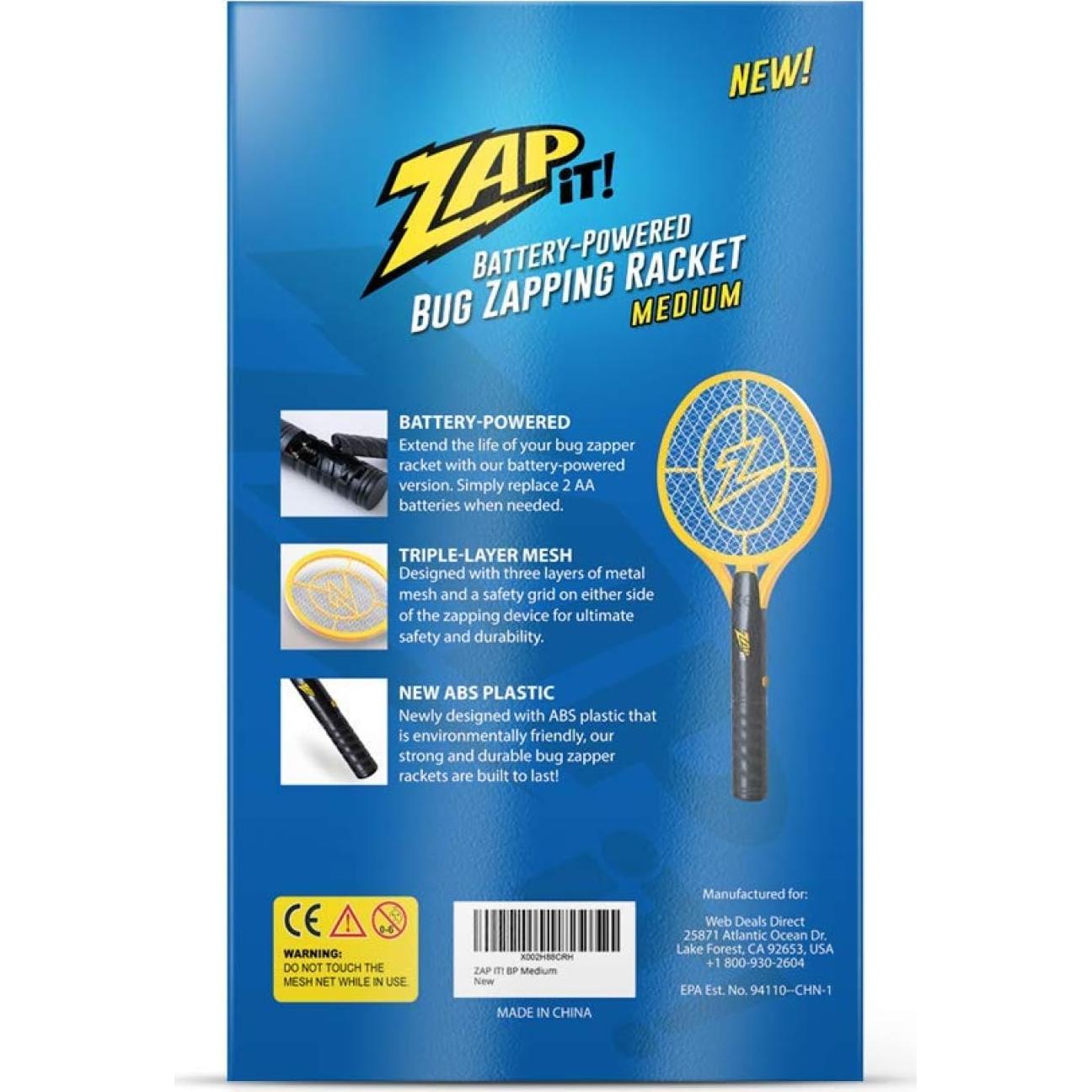 Raqueta eléctrica mata insectos Partyreal 3500V con 2 baterías AA