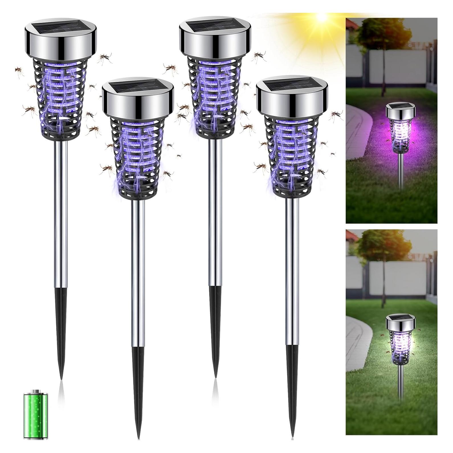 Zapper Solar para Insectos Qualirey - 4 Paquetes LED Impermeable