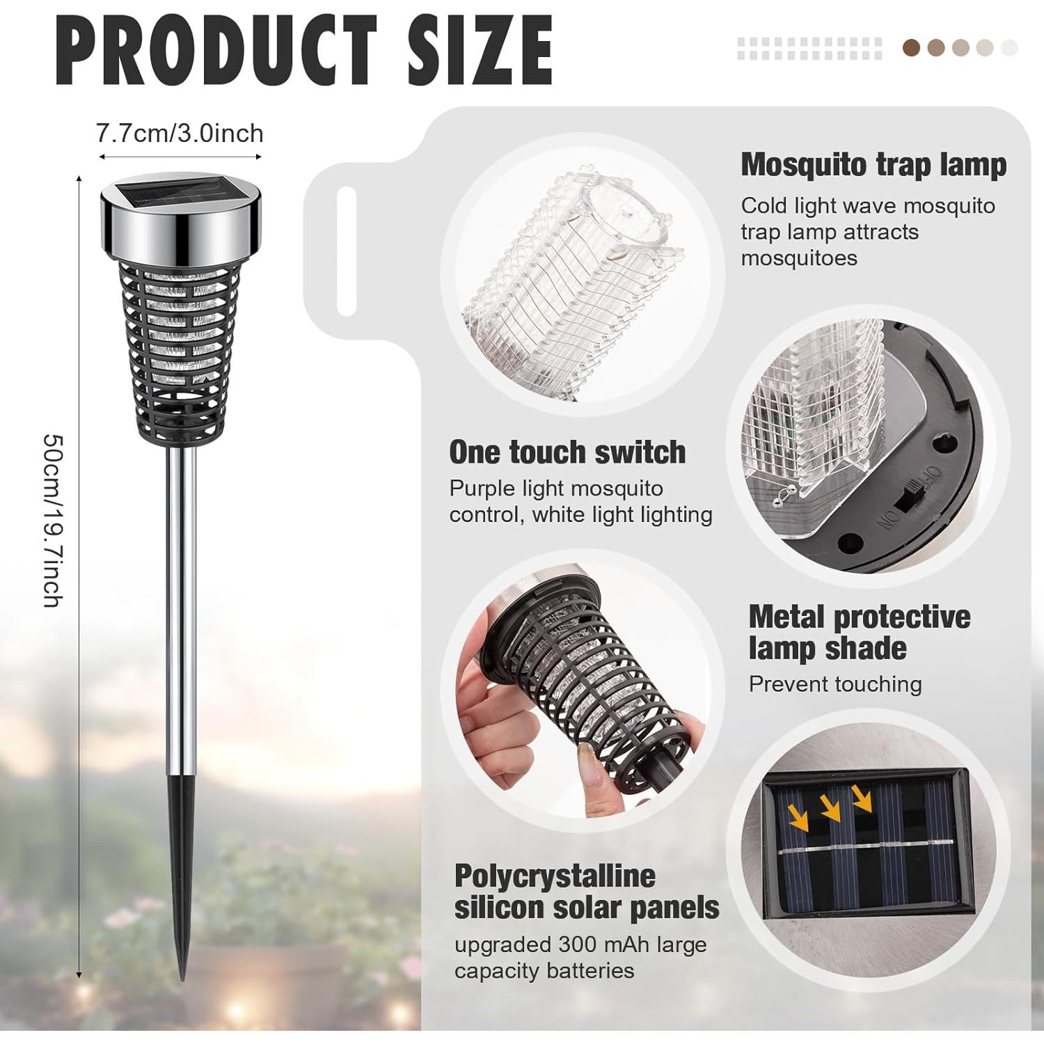 Zapper Solar para Insectos Qualirey - 4 Paquetes LED Impermeable