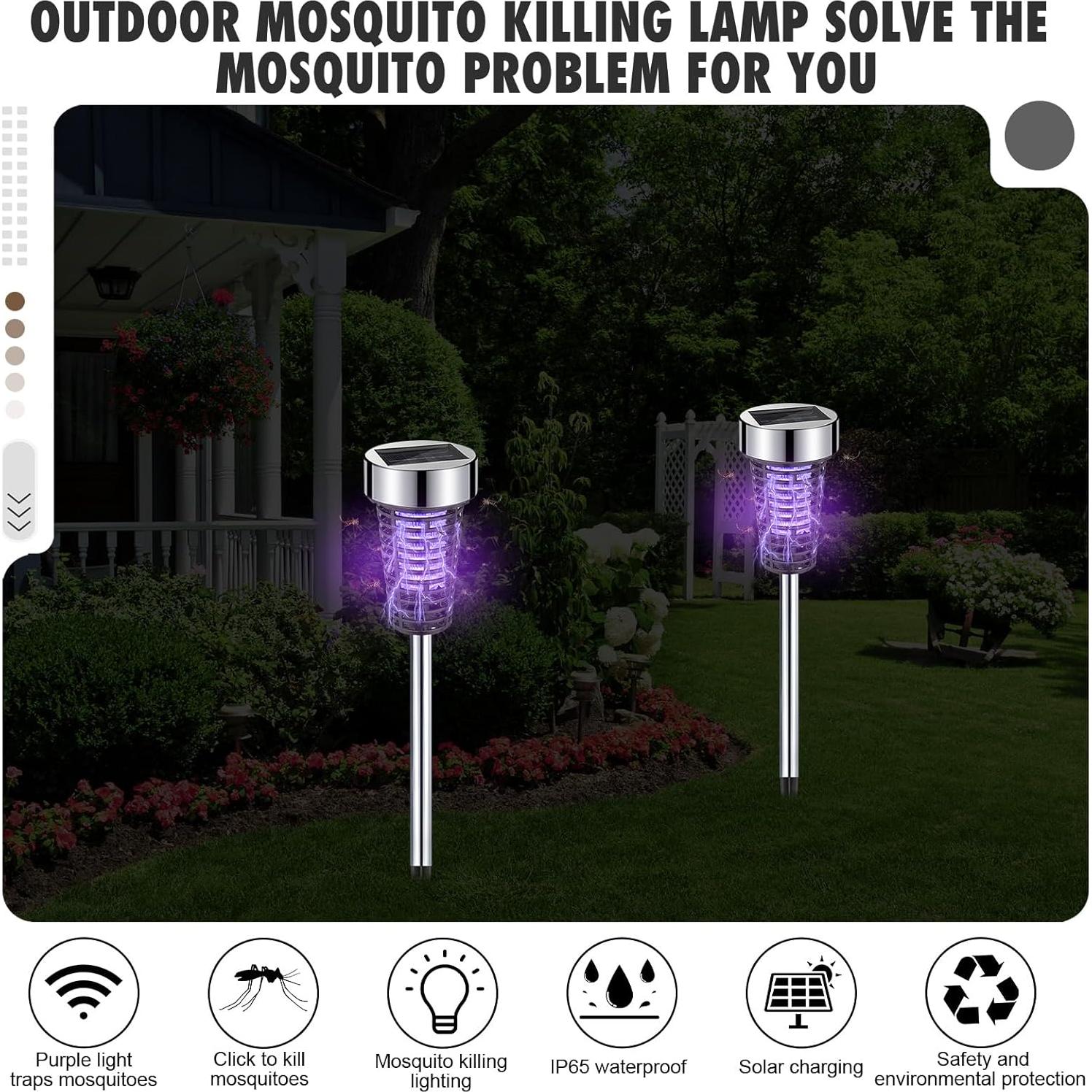 Zapper Solar para Insectos Qualirey - 4 Paquetes LED Impermeable
