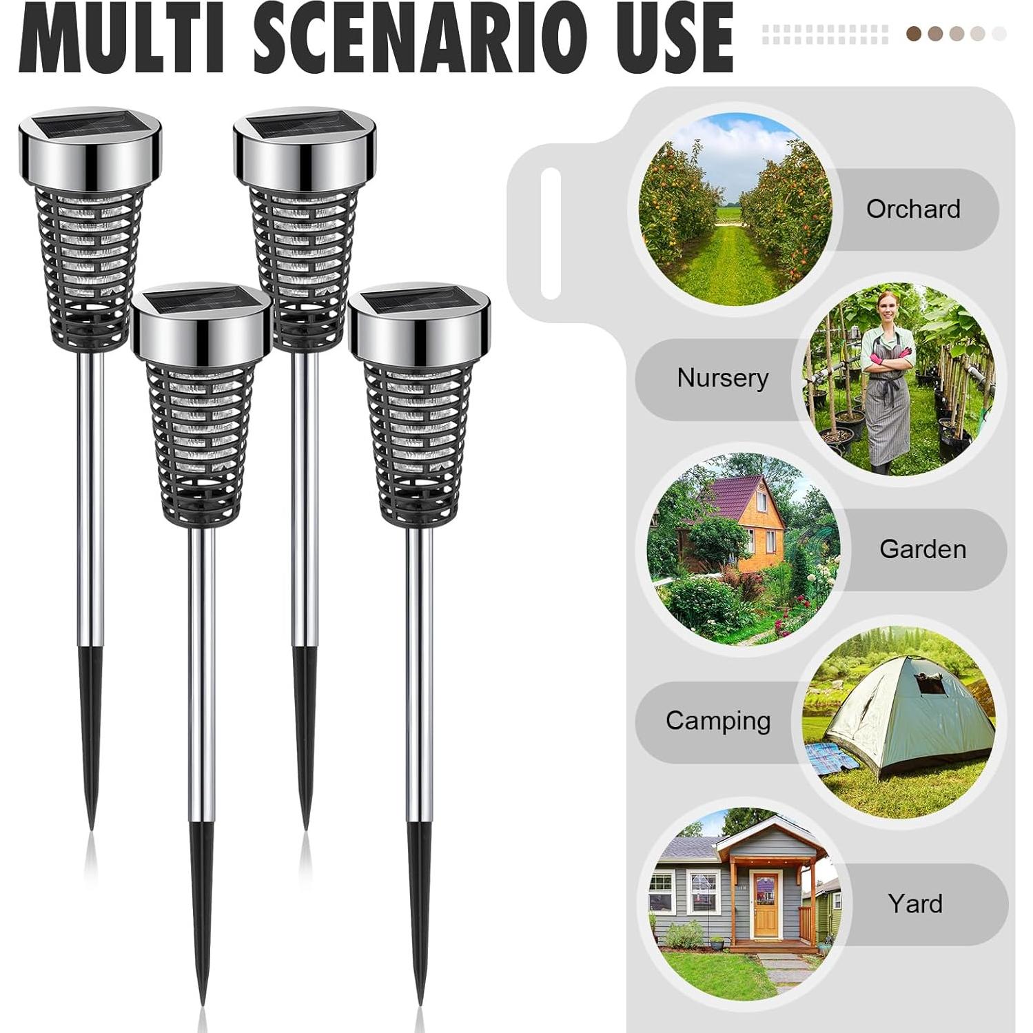 Zapper Solar para Insectos Qualirey - 4 Paquetes LED Impermeable