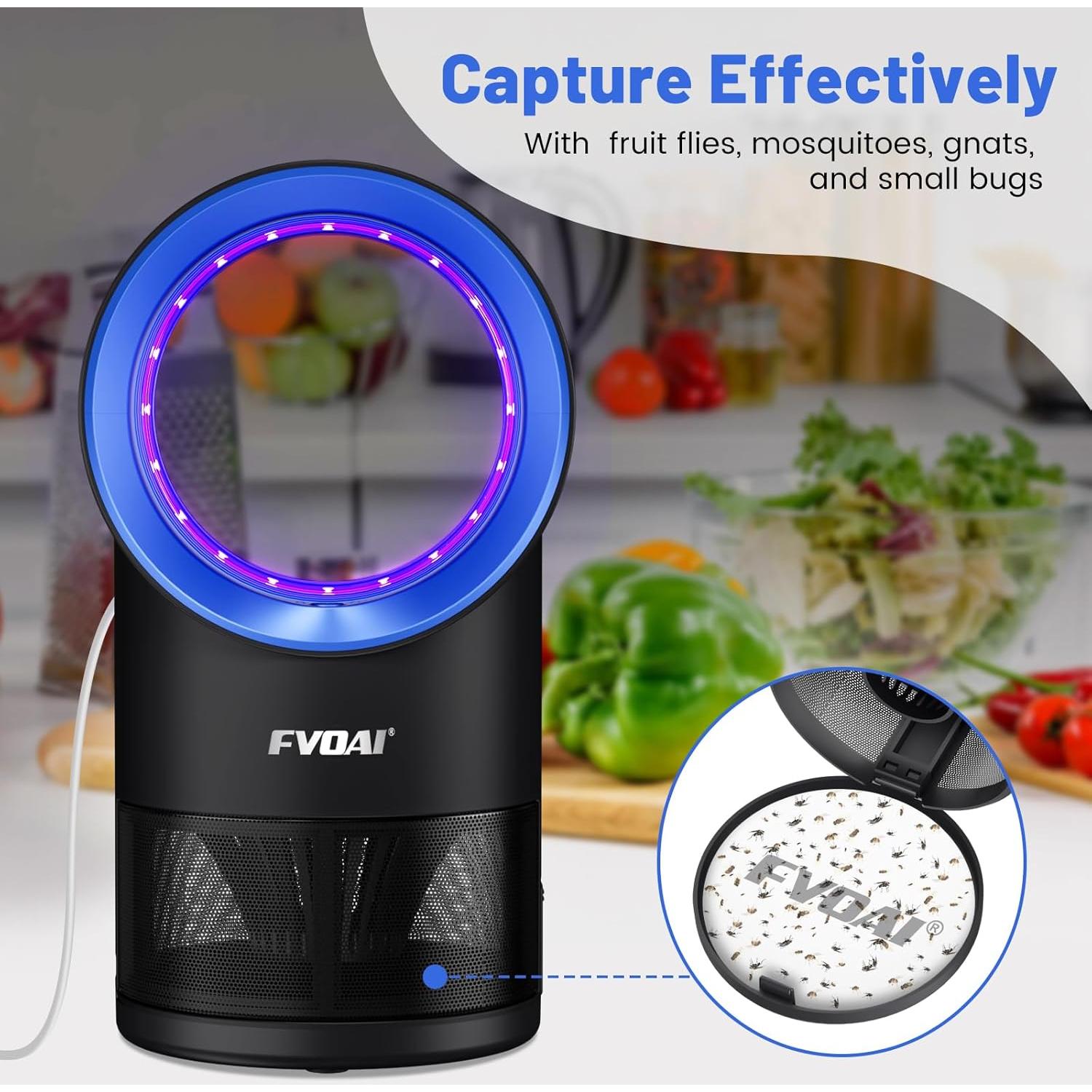 Trampa de Moscas de Interior FVOAI con Luz y 10 Adhesivos