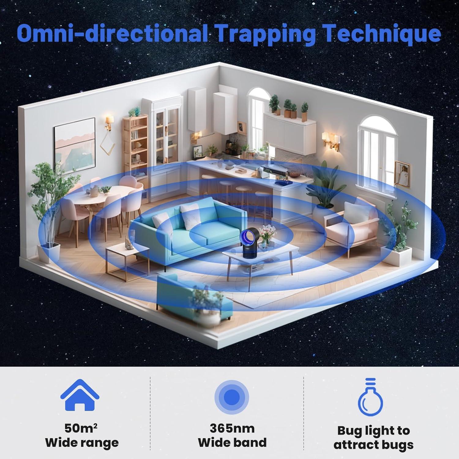 Trampa de Moscas de Interior FVOAI con Luz y 10 Adhesivos