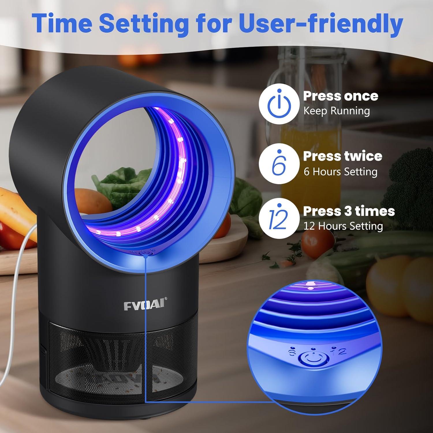 Trampa de Moscas de Interior FVOAI con Luz y 10 Adhesivos