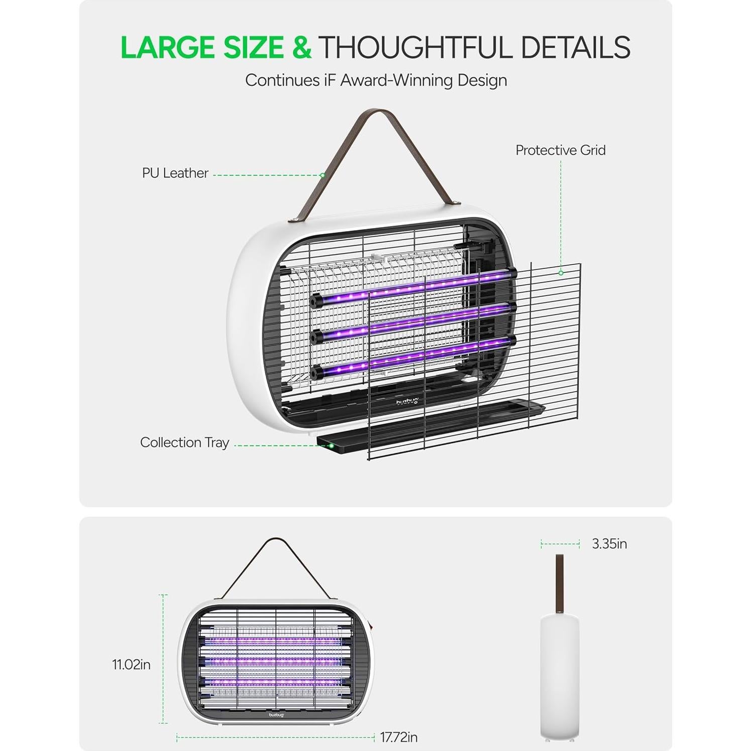 Zapper de Insectos Buzbug MA-015 LED 3800V Blanco 1.29kg