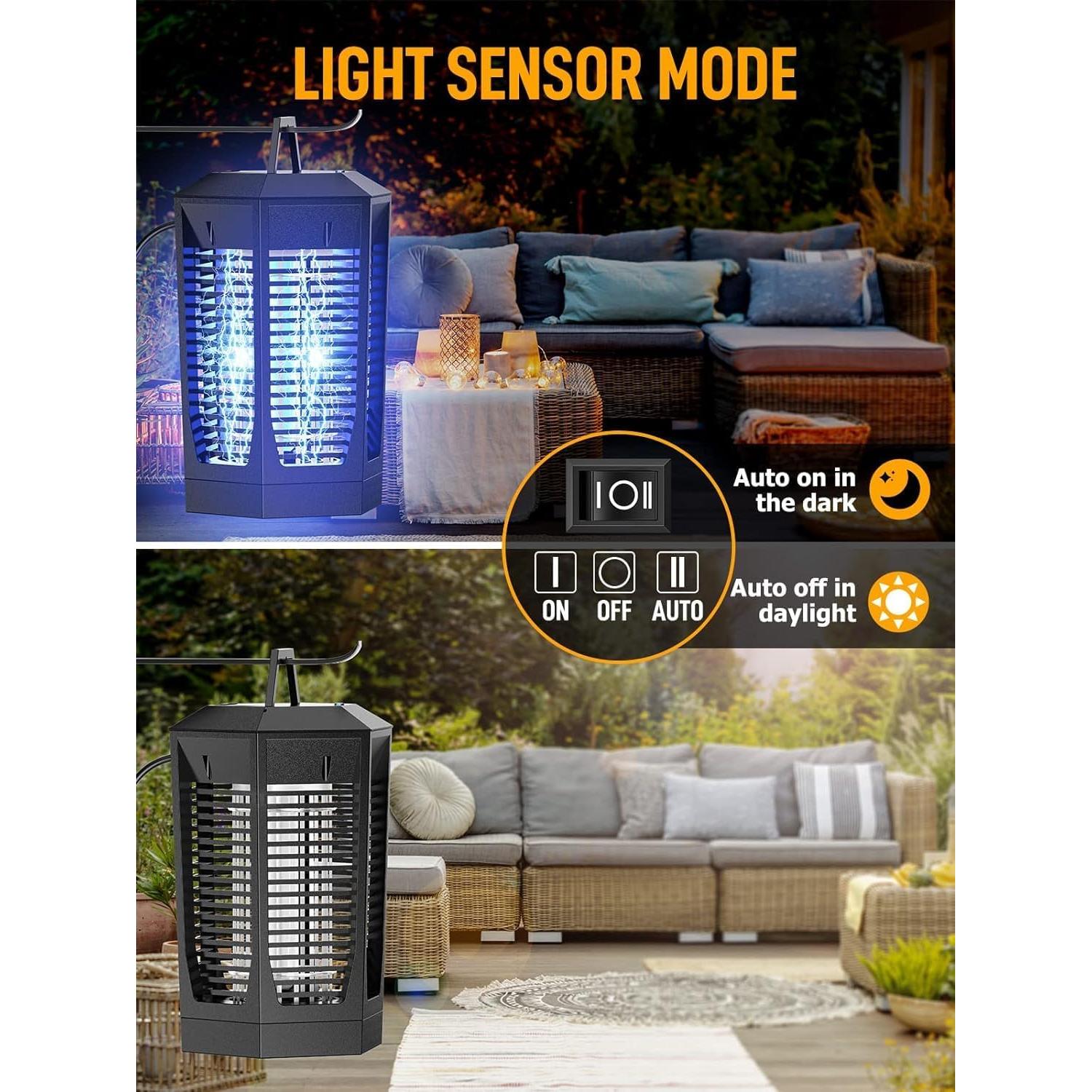 Zapper de Insectos PRTILOUD 20W con Sensor Luz IPX4 2300 ft²