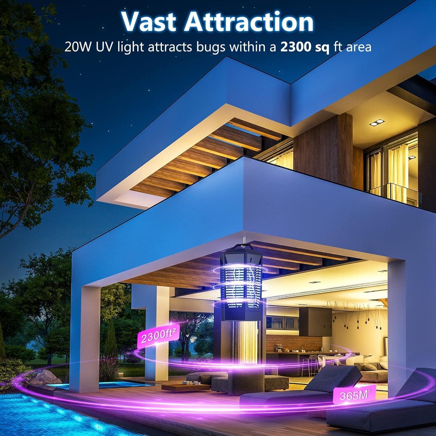 Zapper de Insectos PRTILOUD 20W con Sensor Luz IPX4 2300 ft²