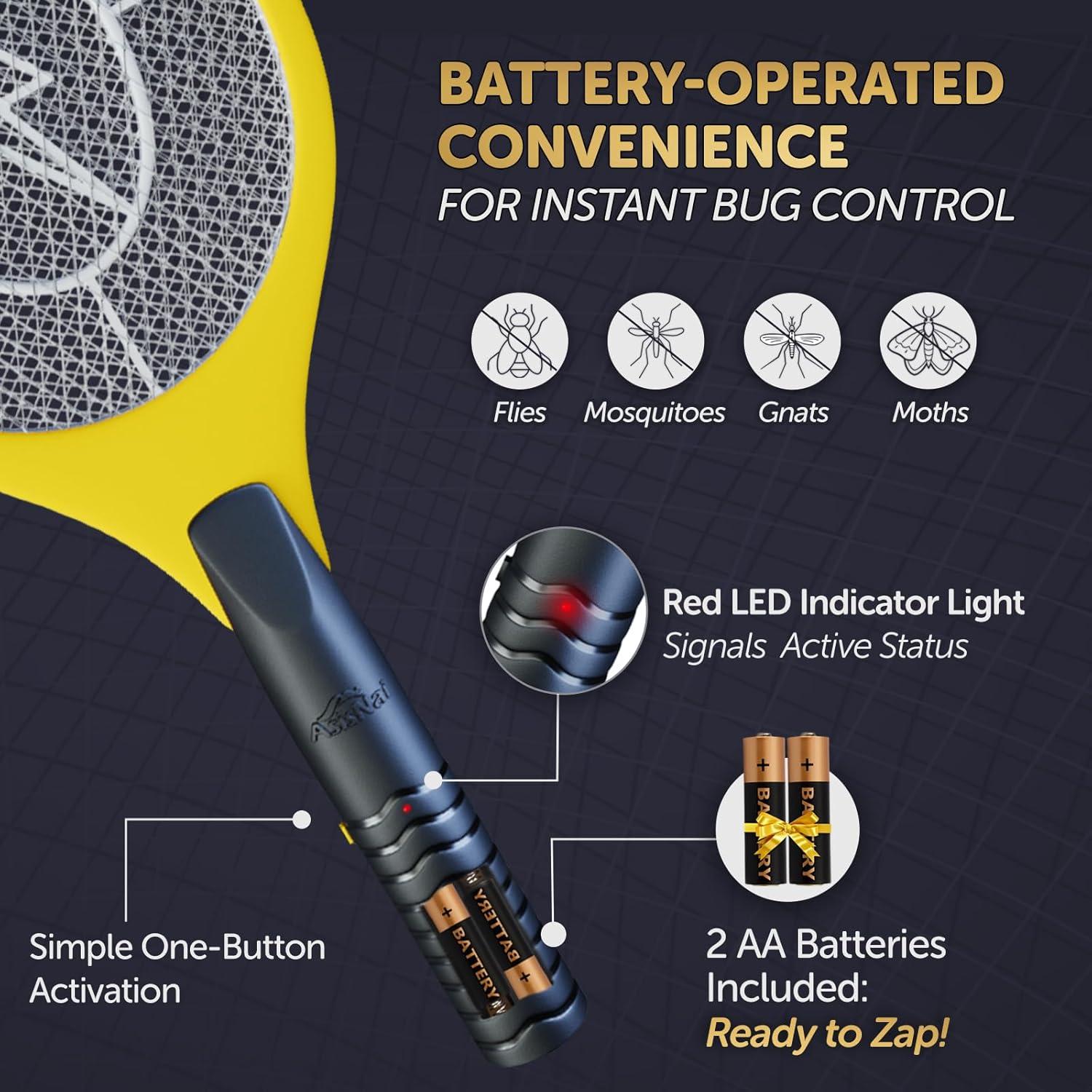 Racleta Eléctrica para Mosquitos ASISNAI - 3000 Voltios Amarillo