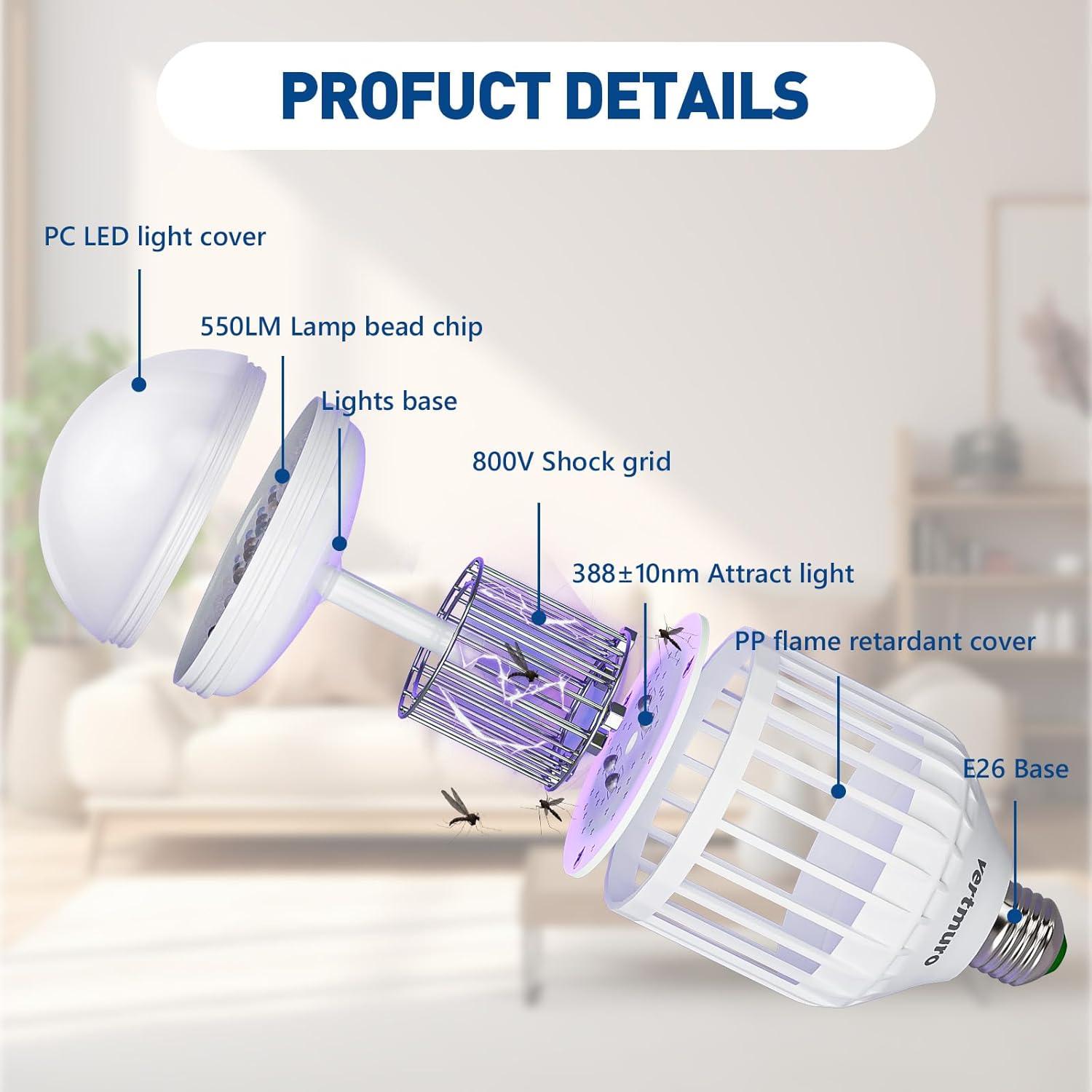 Bombilla Zapper de Insectos Vertmuro 9W Luz UV para Mosquitos