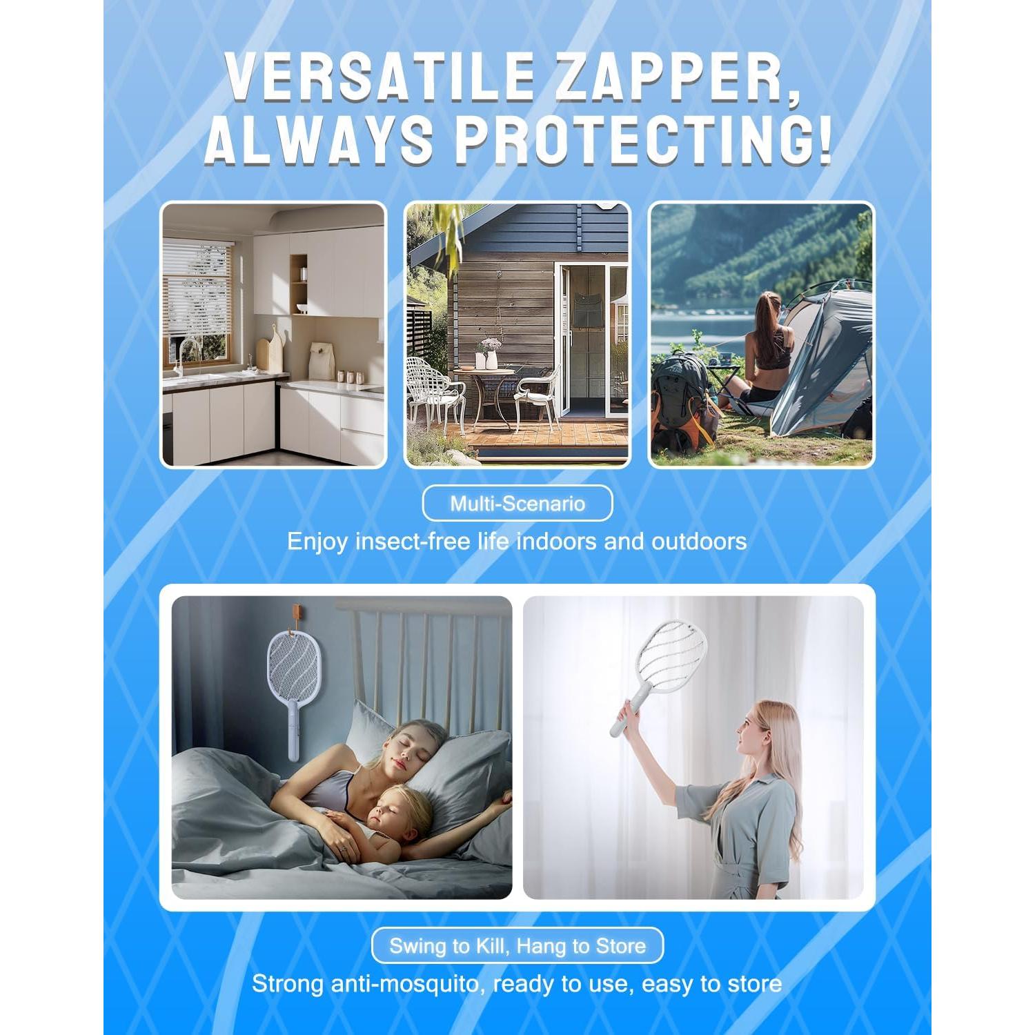 Raqueta Eléctrica Mosquitos Mosiller 3800V Recargable Tipo-C