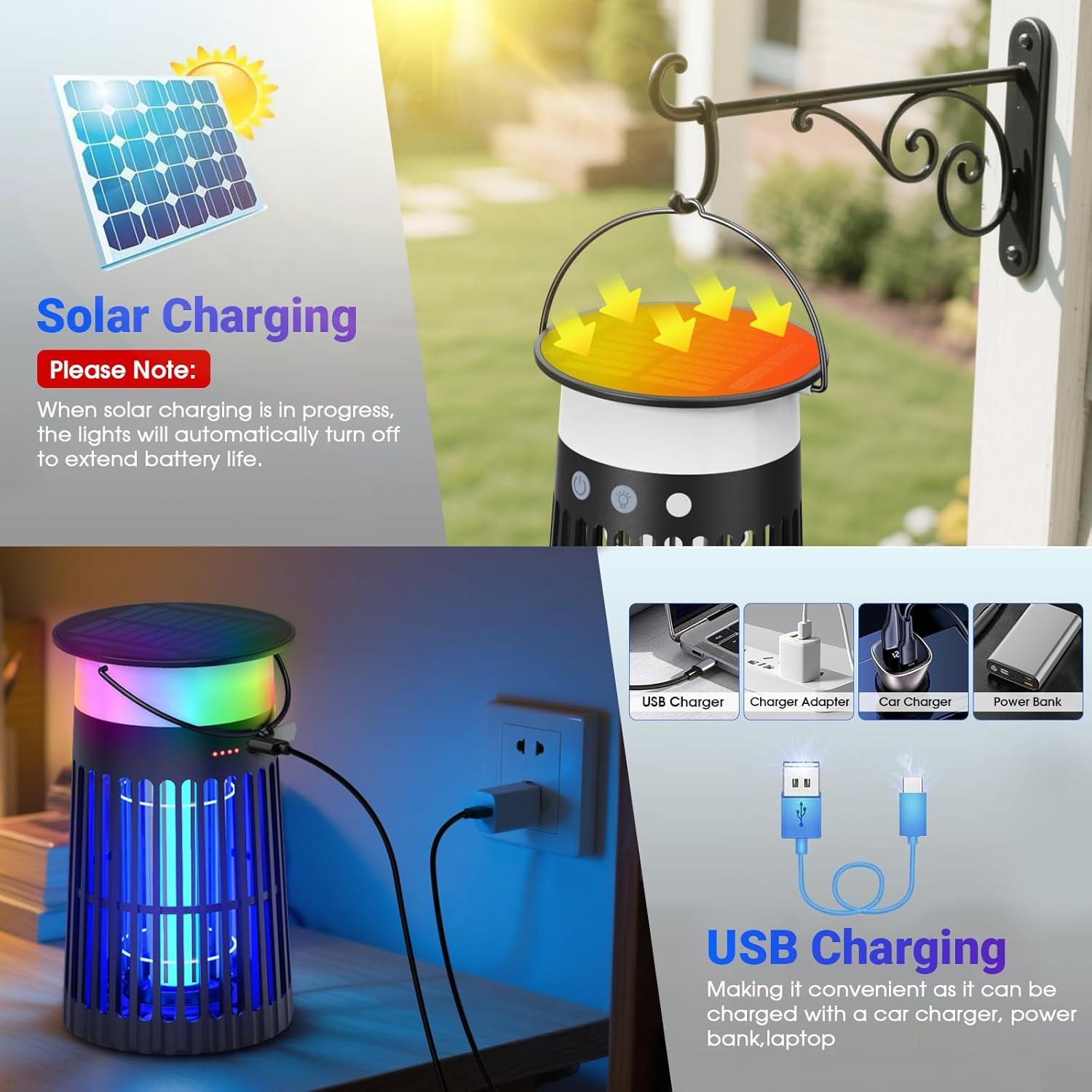 Zapper Solar de Insectos Zechuan, Luz LED y Carga USB-C