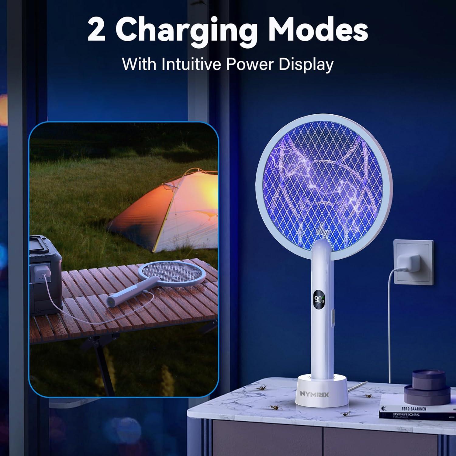 Raqueta eléctrica mata mosquitos Nymrix 4100V recargable 1800mAh