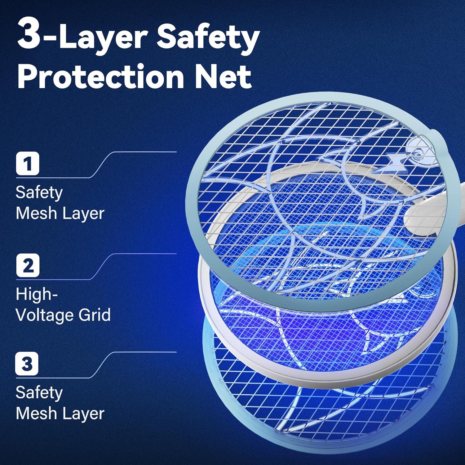Raqueta eléctrica mata mosquitos Nymrix 4100V recargable 1800mAh