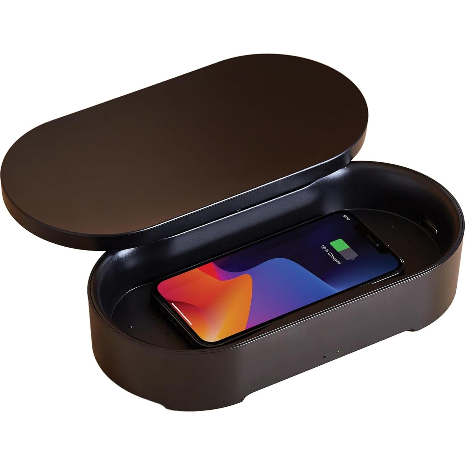 Desinfectante UV y Cargador Inalámbrico Lexon OBLIO 10W Negro