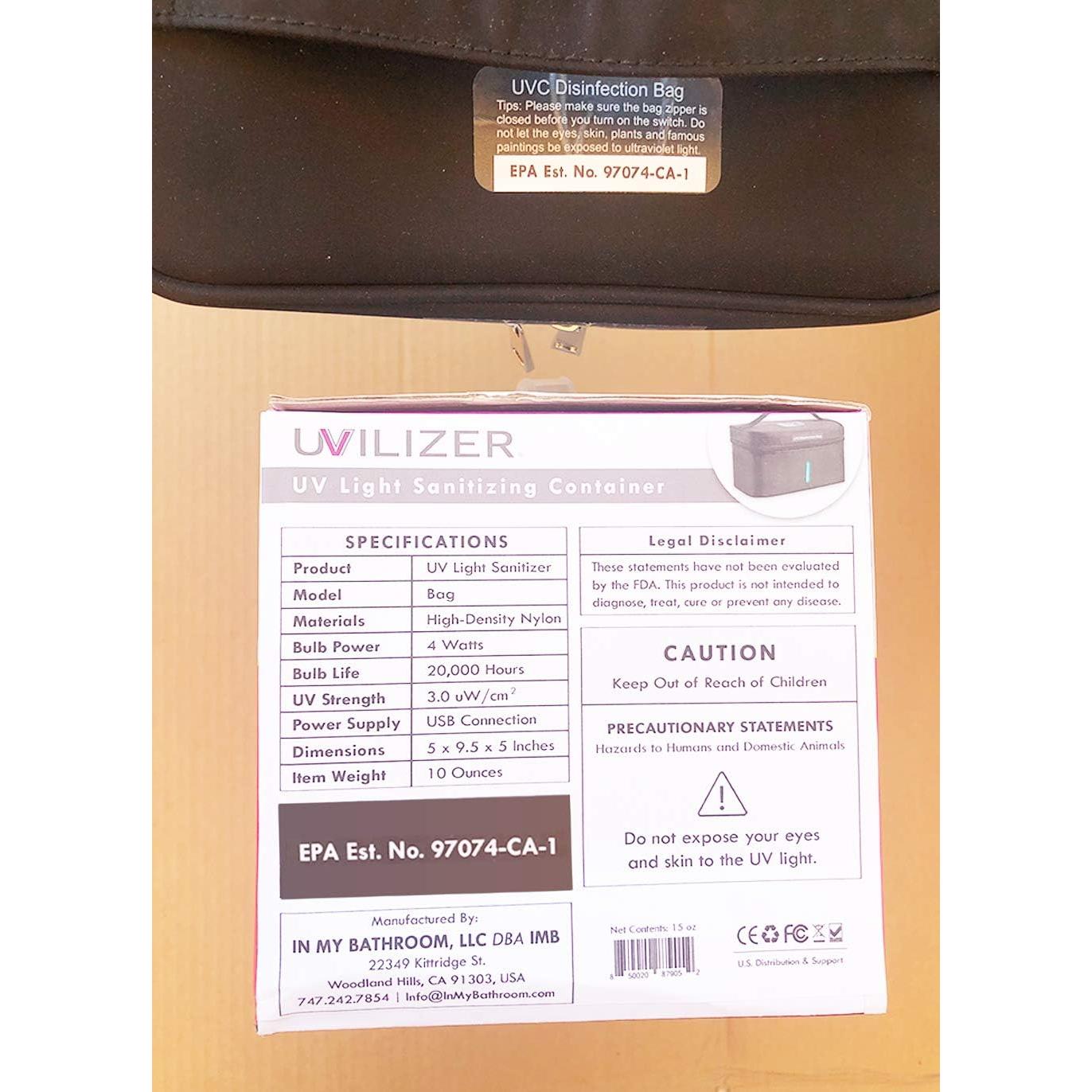 Bolsa Desinfectante UVILIZER - Luz UV-C Portátil 340g