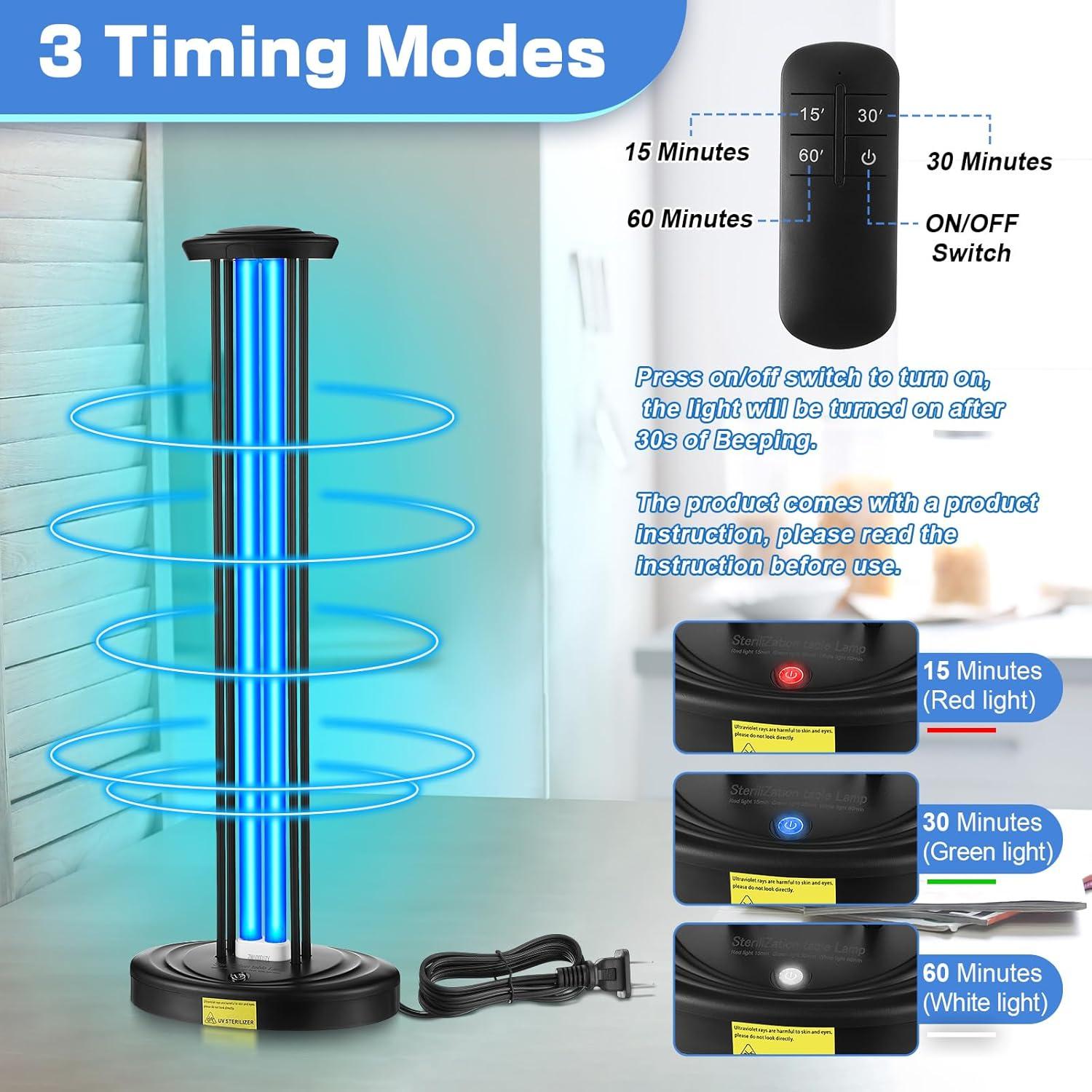 Luz UV Desinfectante Qualirey 100W Sin Ozono para Habitaciones