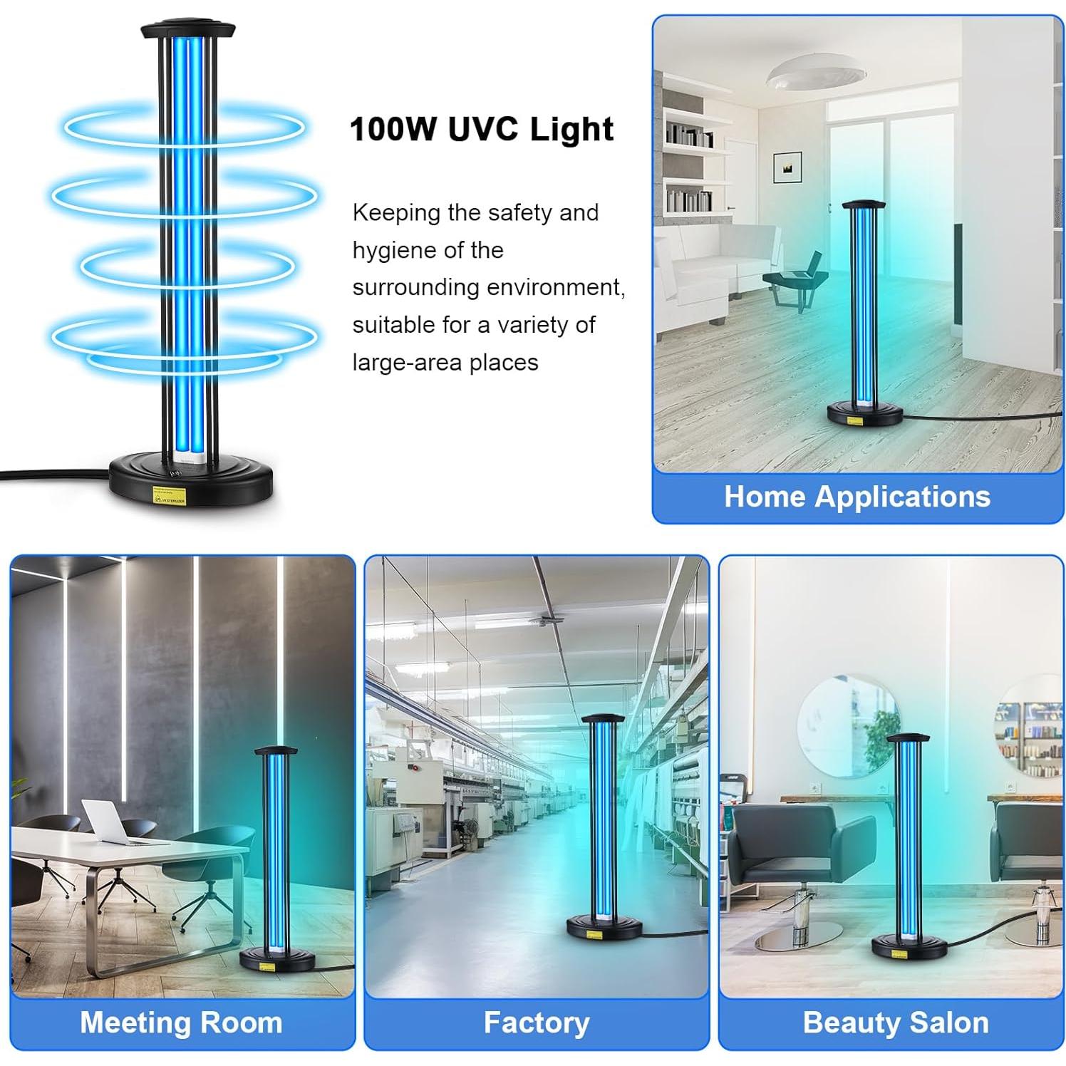 Luz UV Desinfectante Qualirey 100W Sin Ozono para Habitaciones