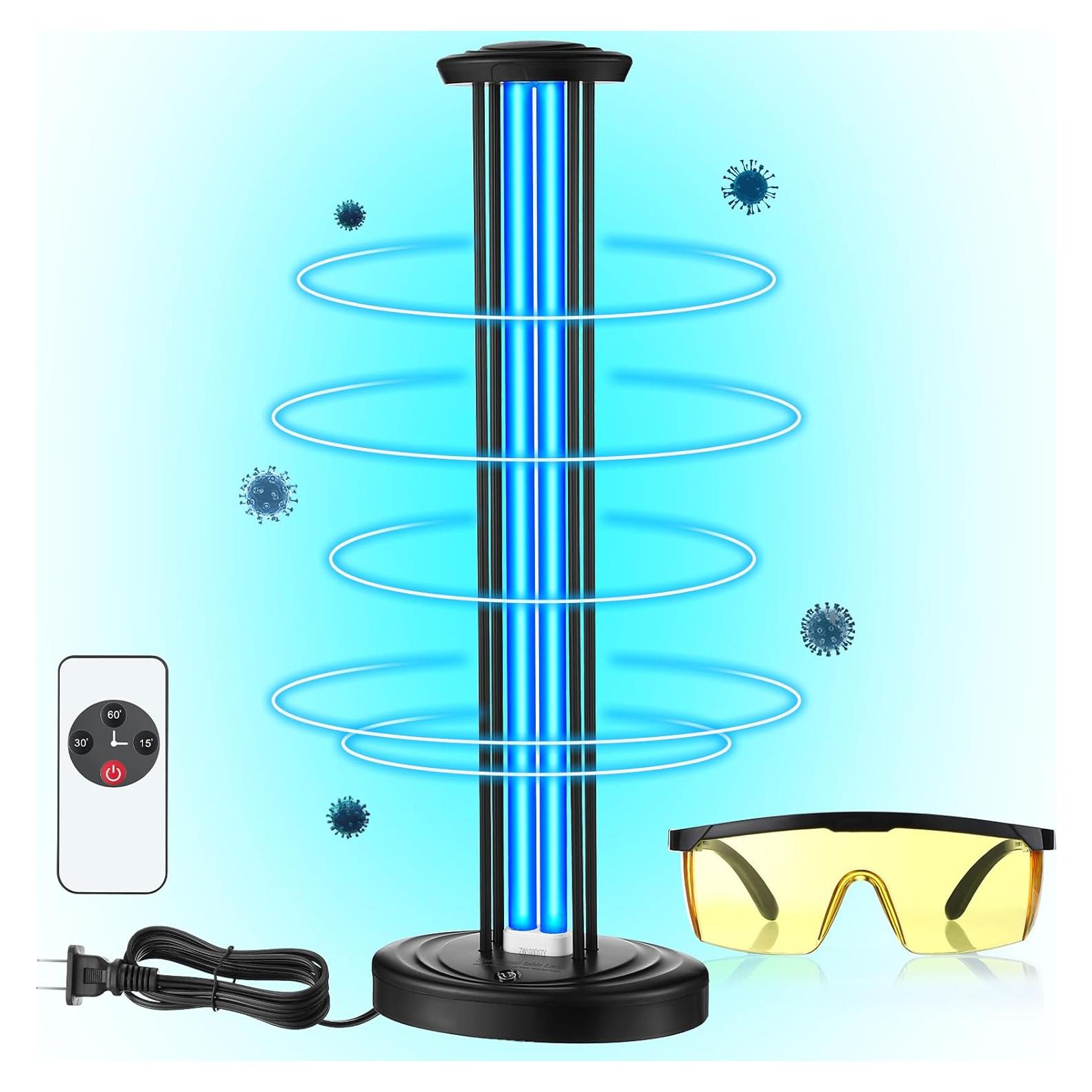 Lámpara UV Desinfectante Qualirey 100W con Ozono y Gafas