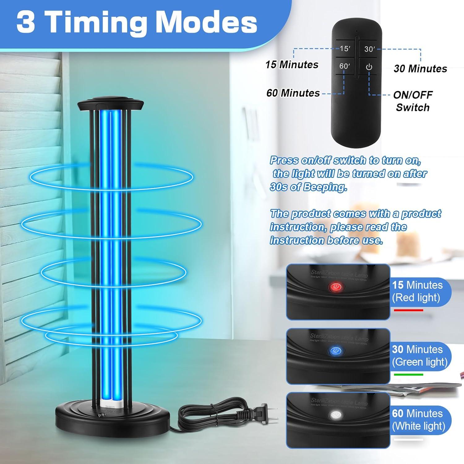 Lámpara UV Desinfectante Qualirey 100W con Ozono y Gafas