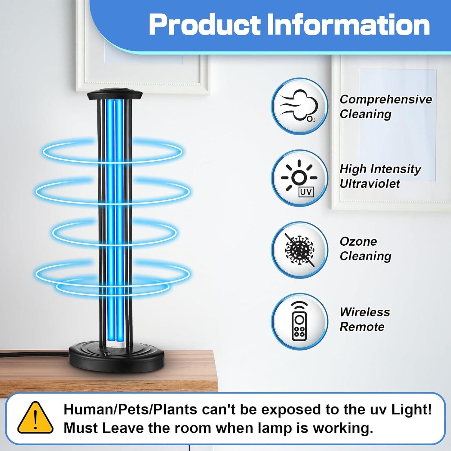 Lámpara UV Desinfectante Qualirey 100W con Ozono y Gafas