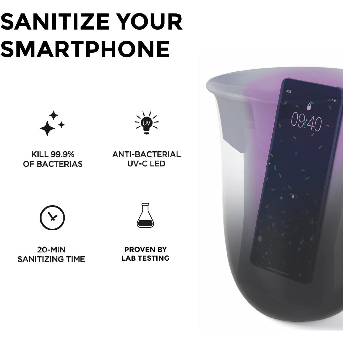 Cargador Inalámbrico Lexon Oblio 10W con Desinfectante UV-C