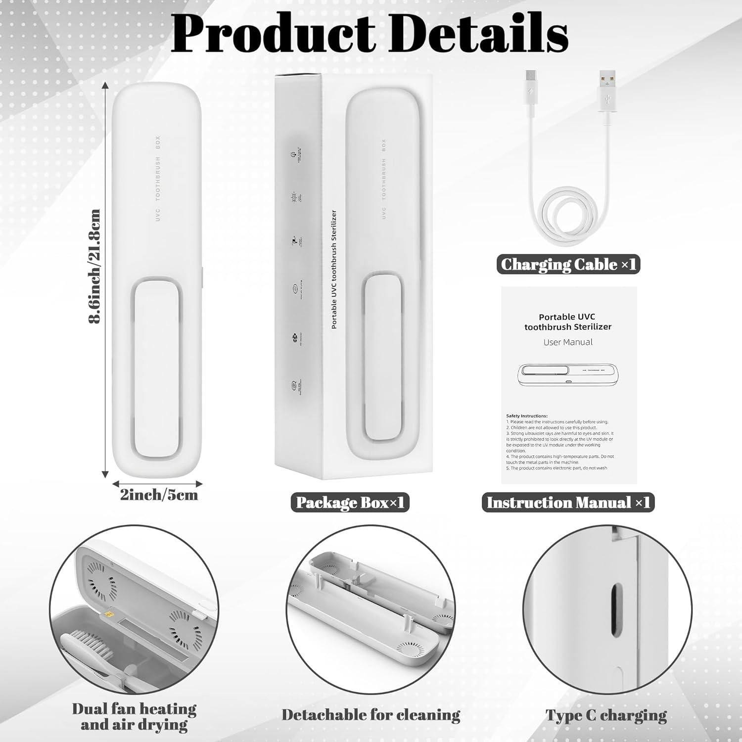Estuche UV para Cepillo de Dientes GQIRIL - Portátil y Recargable