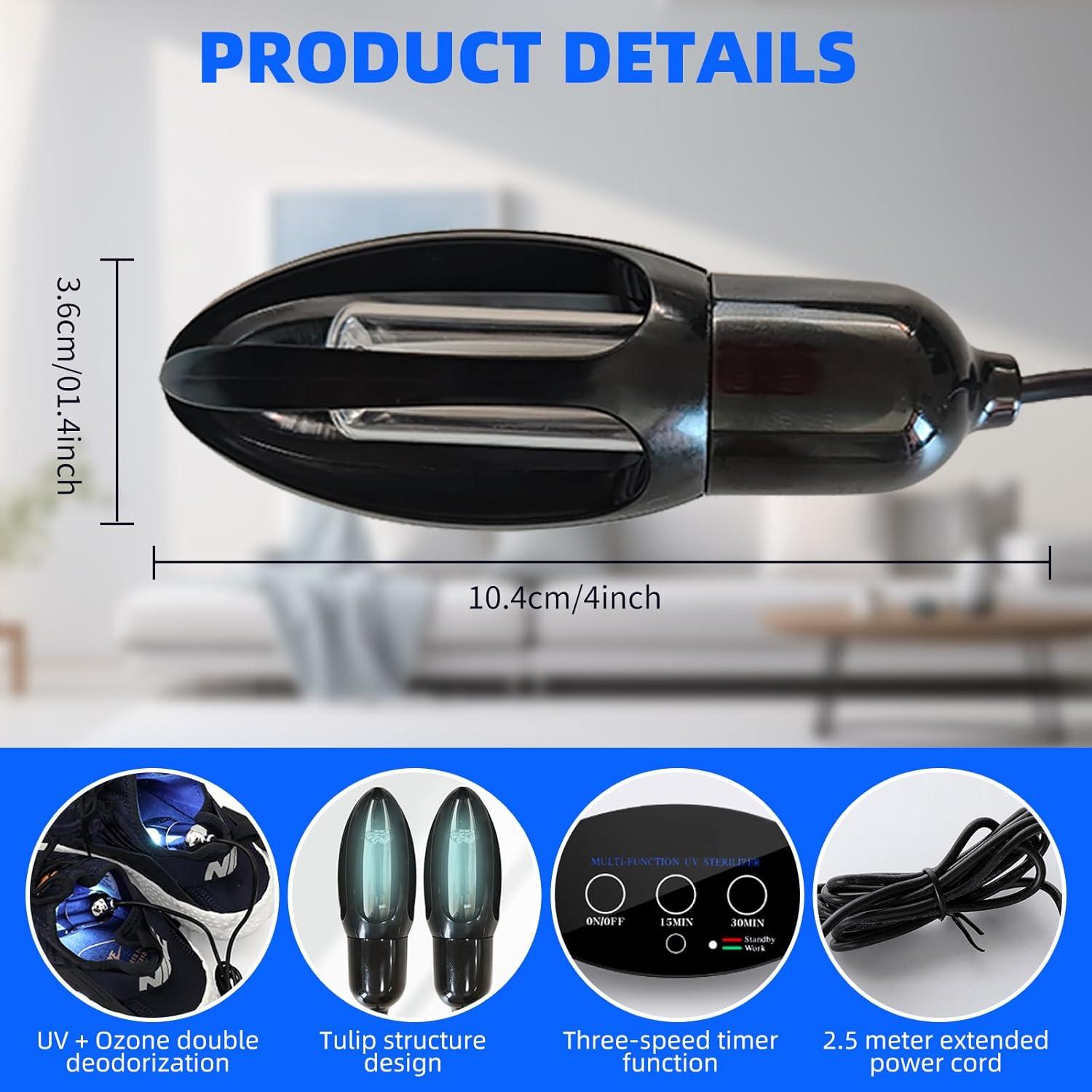 Desodorante de Zapatos UV LNBEI 10W, Luz Germicida Plegable