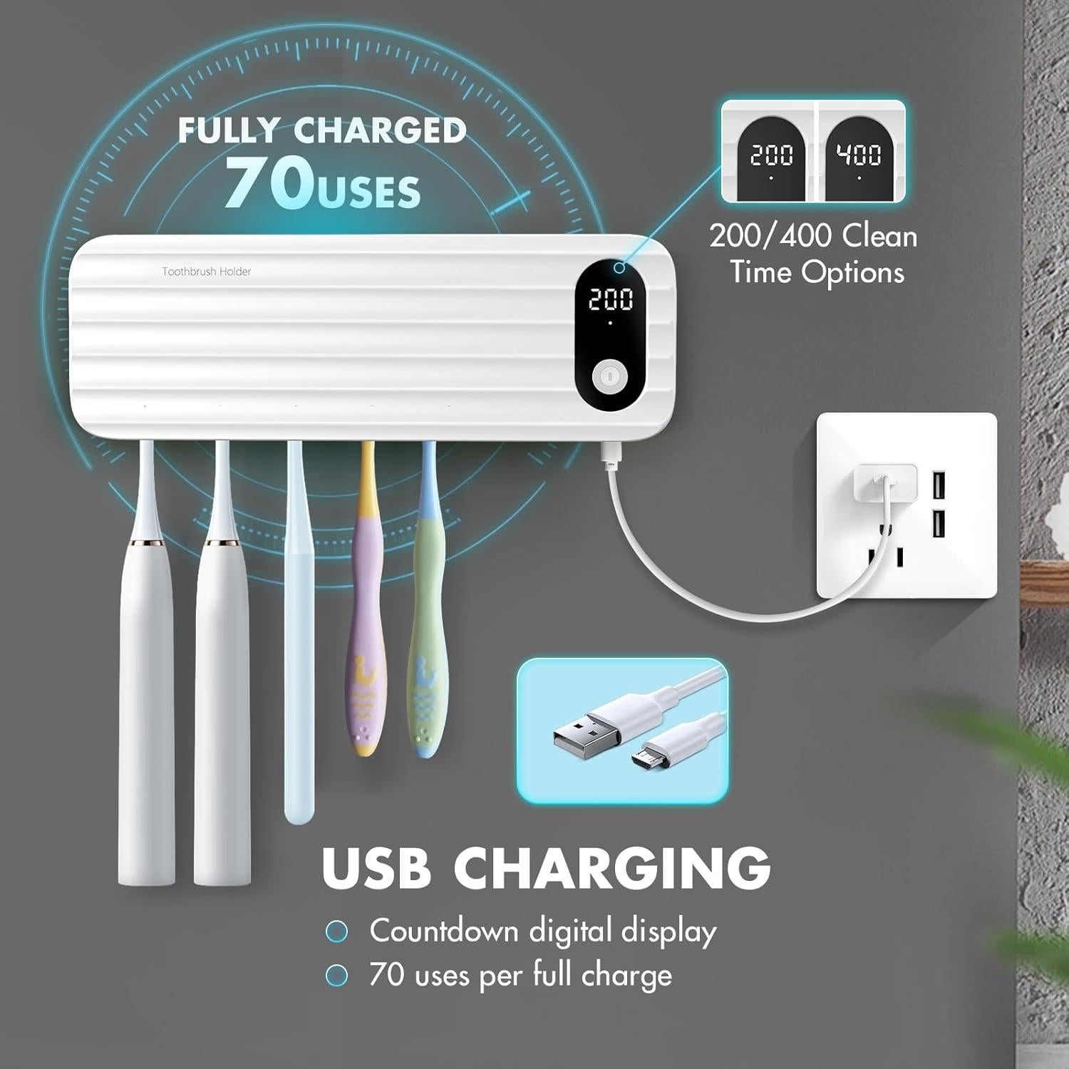 Soporte Limpiador de Cepillos de Dientes AuntyFey 5 Ranuras