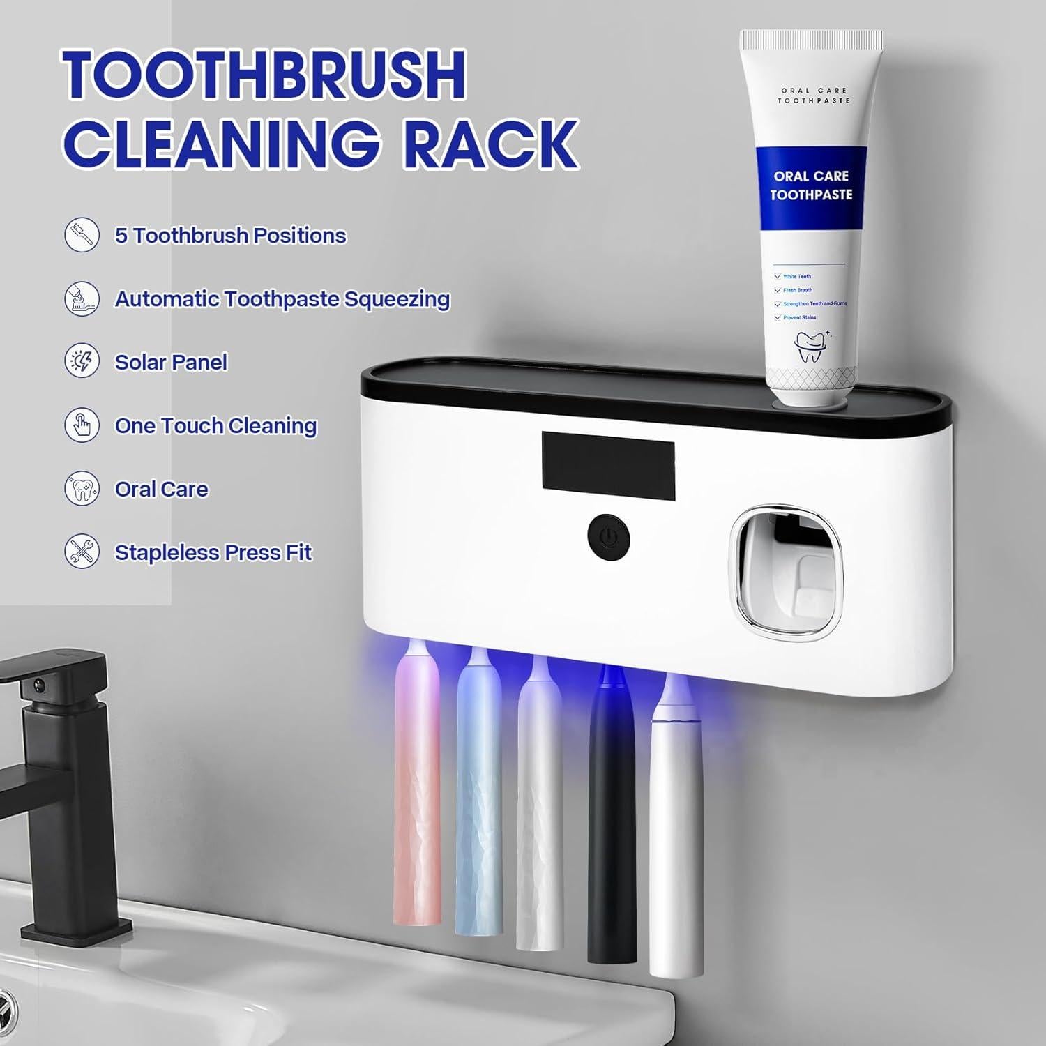 Soporte de Cepillo de Dientes GoLashFun Blanco con Esterilizador