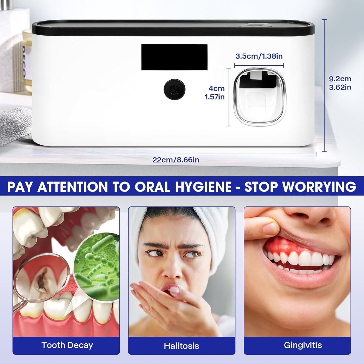 Soporte de Cepillo de Dientes GoLashFun Blanco con Esterilizador