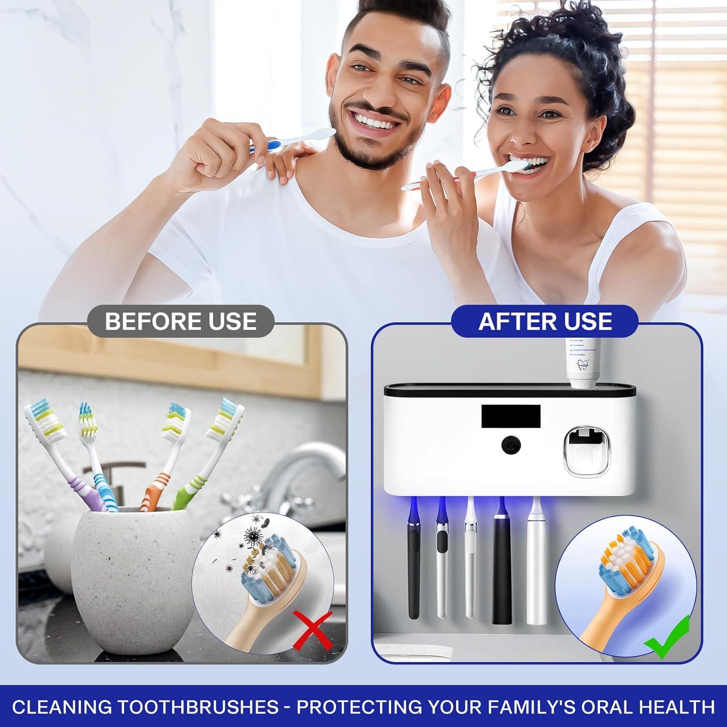 Soporte de Cepillo de Dientes GoLashFun Blanco con Esterilizador