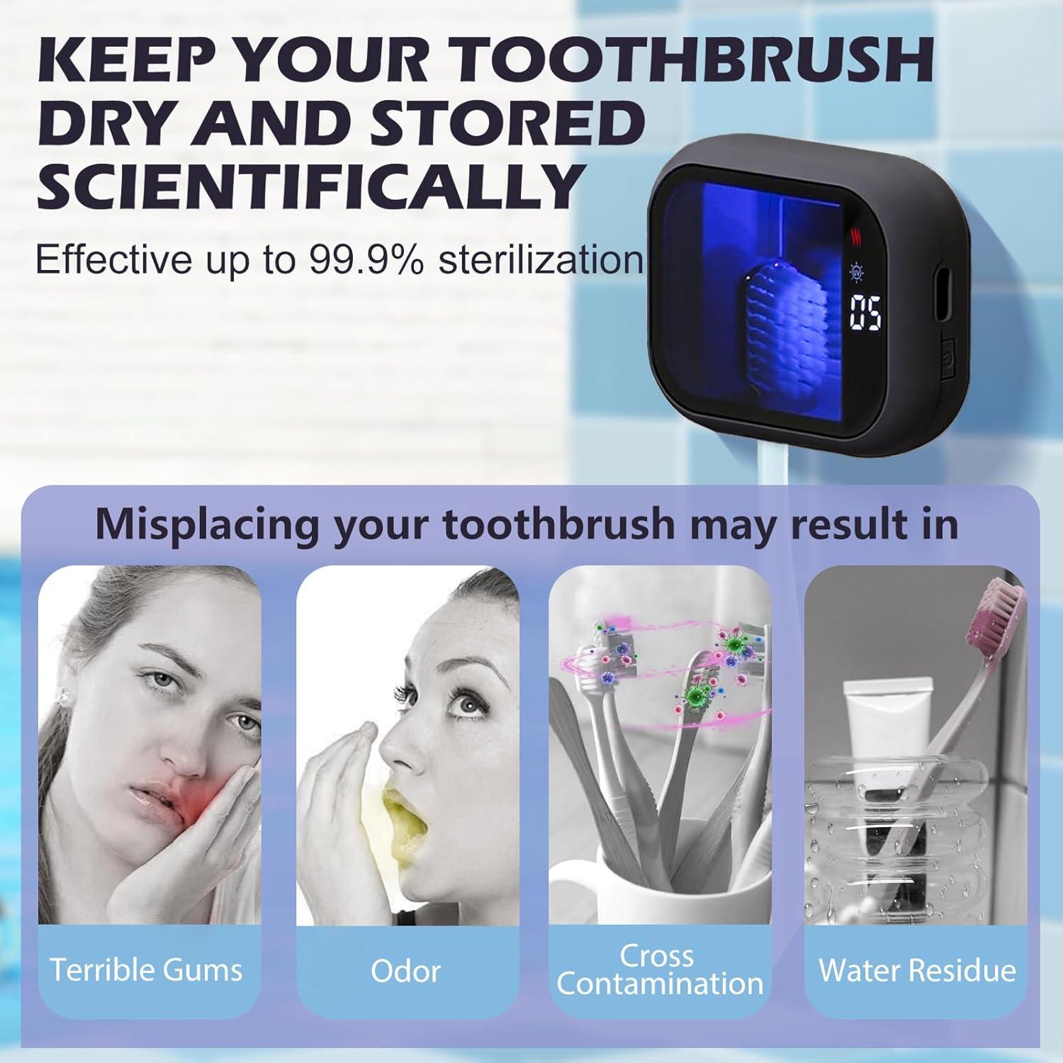 Limpiador UV-C para Cepillos de Dientes Portátil Negro