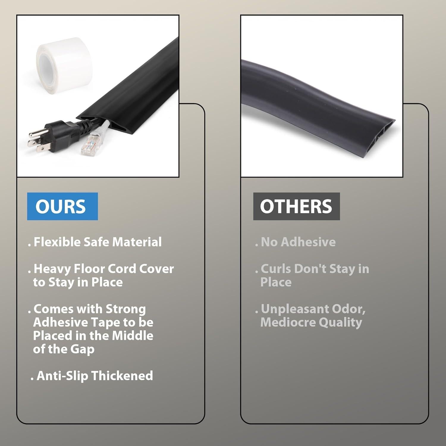 Cubierta de Cable de Piso LZEOY 121.92 cm Marrón Antideslizante