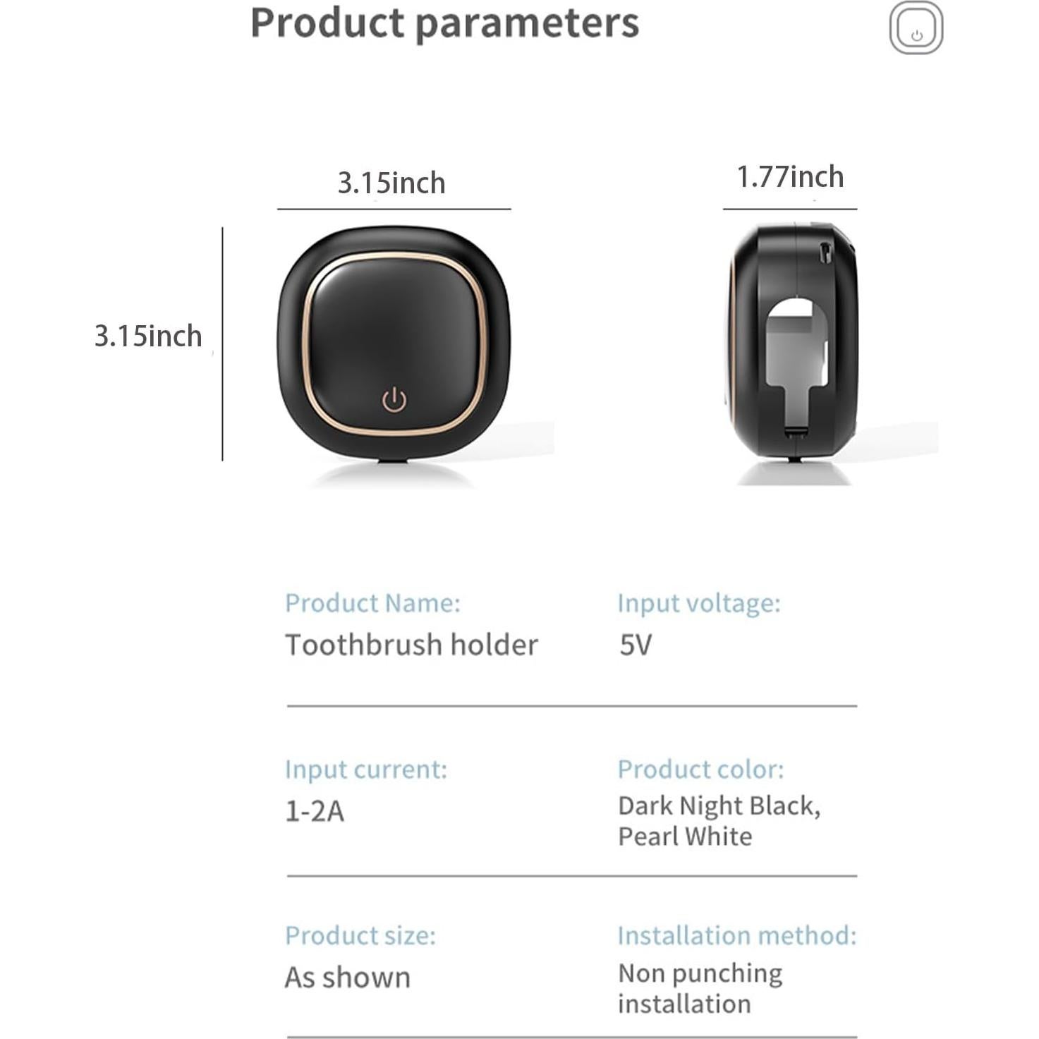 Soporte de Cepillo de Dientes Wekity Negro con Limpieza Automática