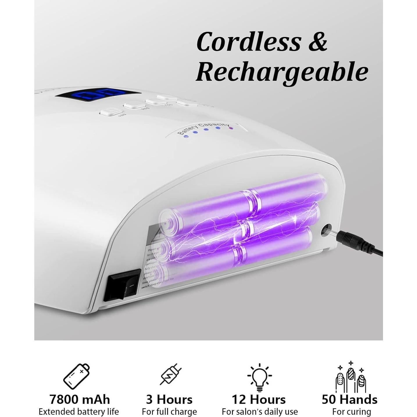 Lámpara de Uñas UV LED DORAGYM 66W Inalámbrica Recargable