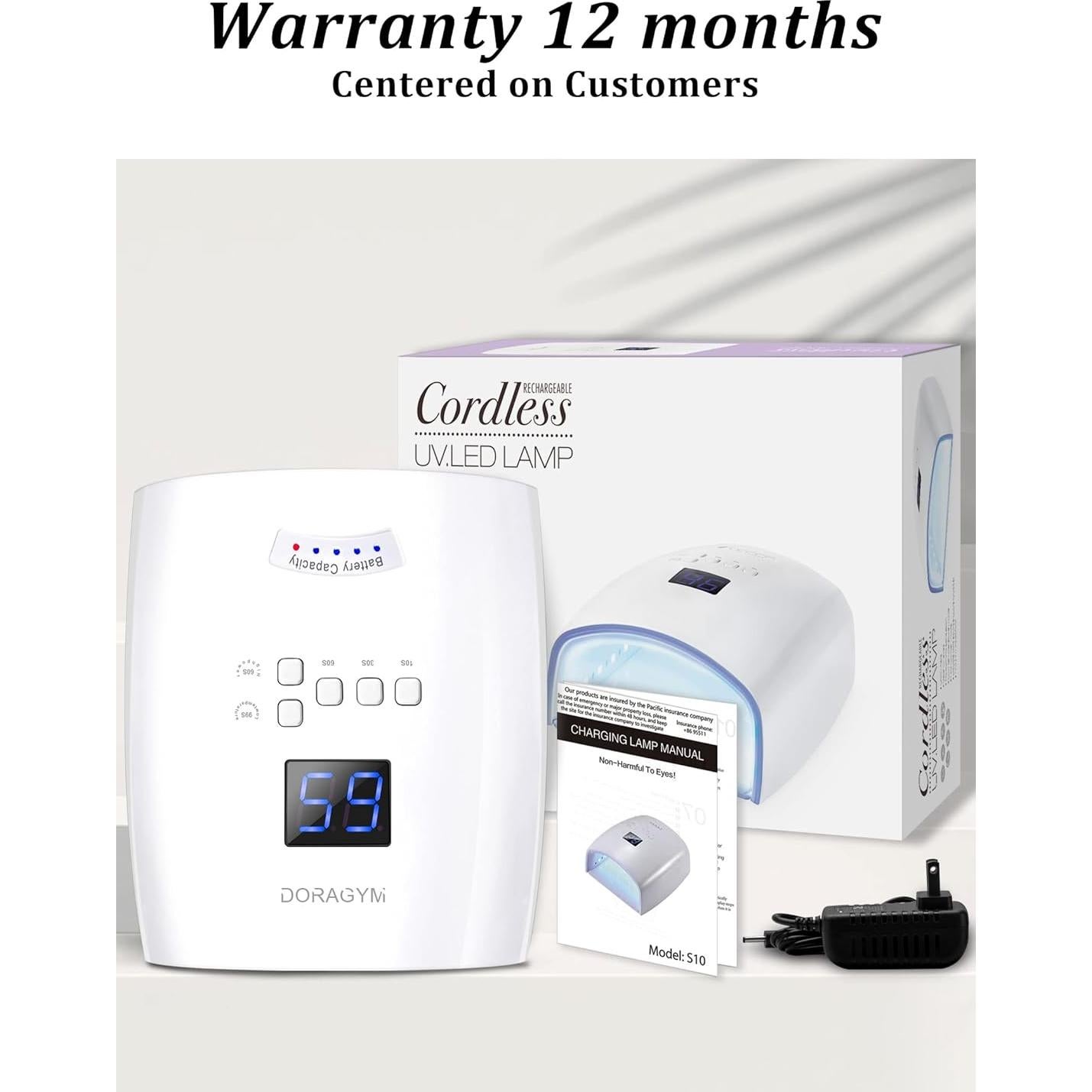 Lámpara de Uñas UV LED DORAGYM 66W Inalámbrica Recargable