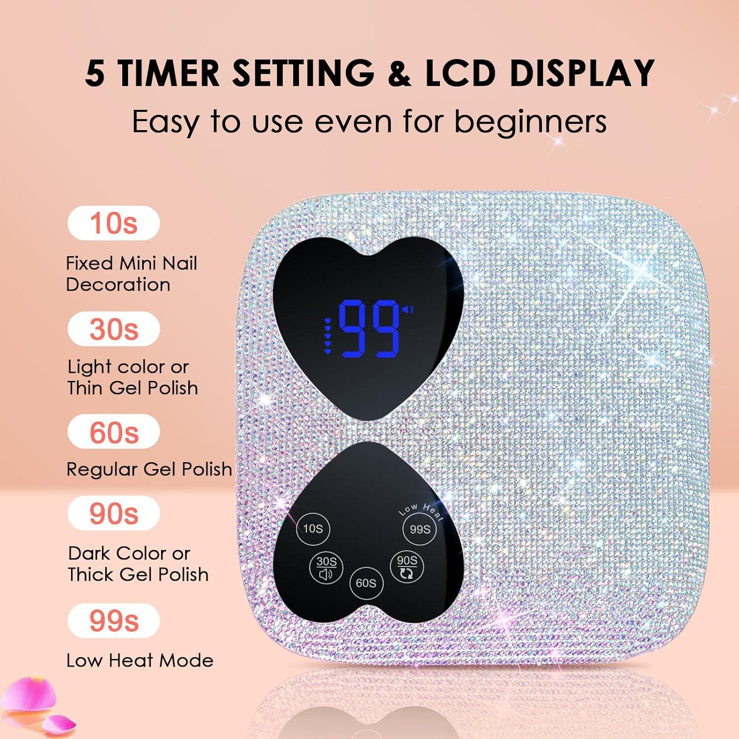 Lámpara de Uñas LED UV HUITINE 80W Inalámbrica con Temporizador