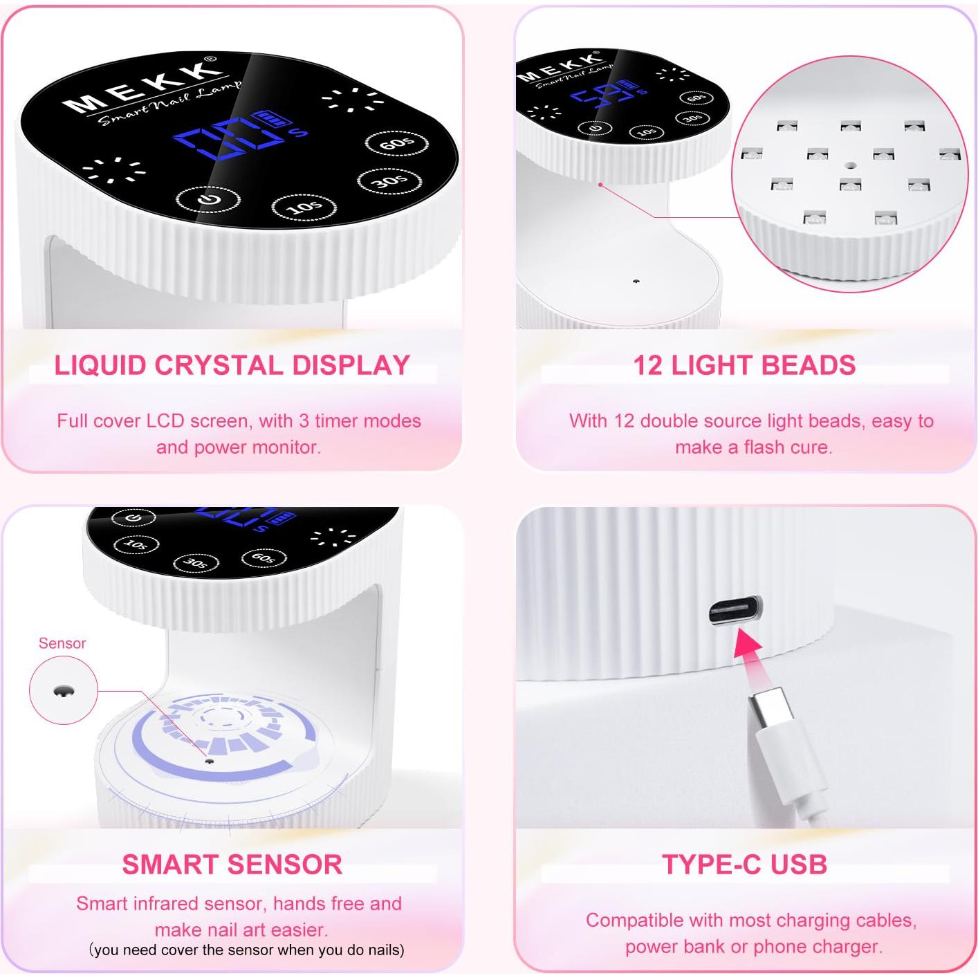 Lámpara UV Inalámbrica MEKK YX-PD-W 24W Recargable Blanca