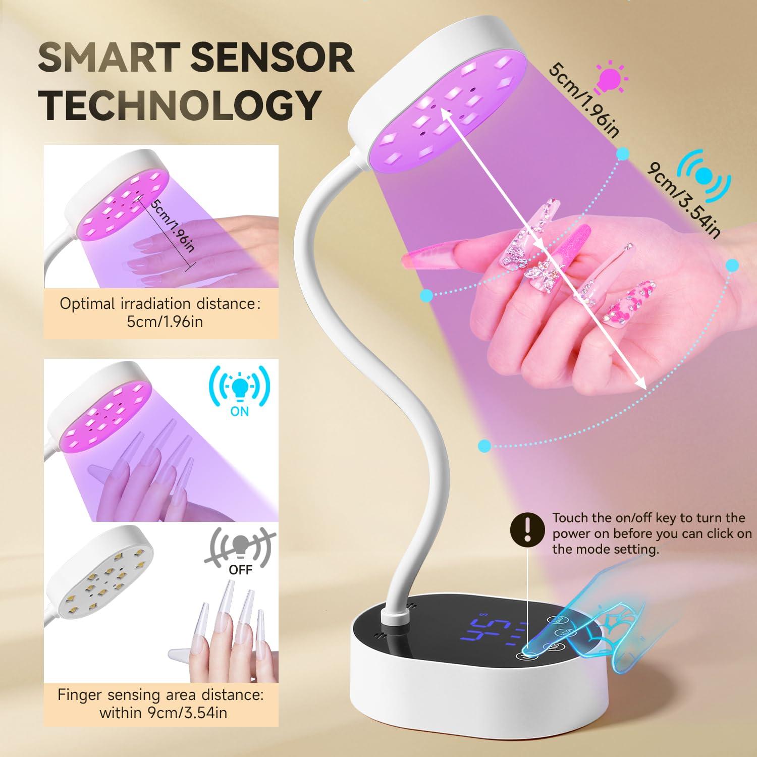 Lámpara UV LED AORAEM Recargable 36W Cuello de Ganso Blanca