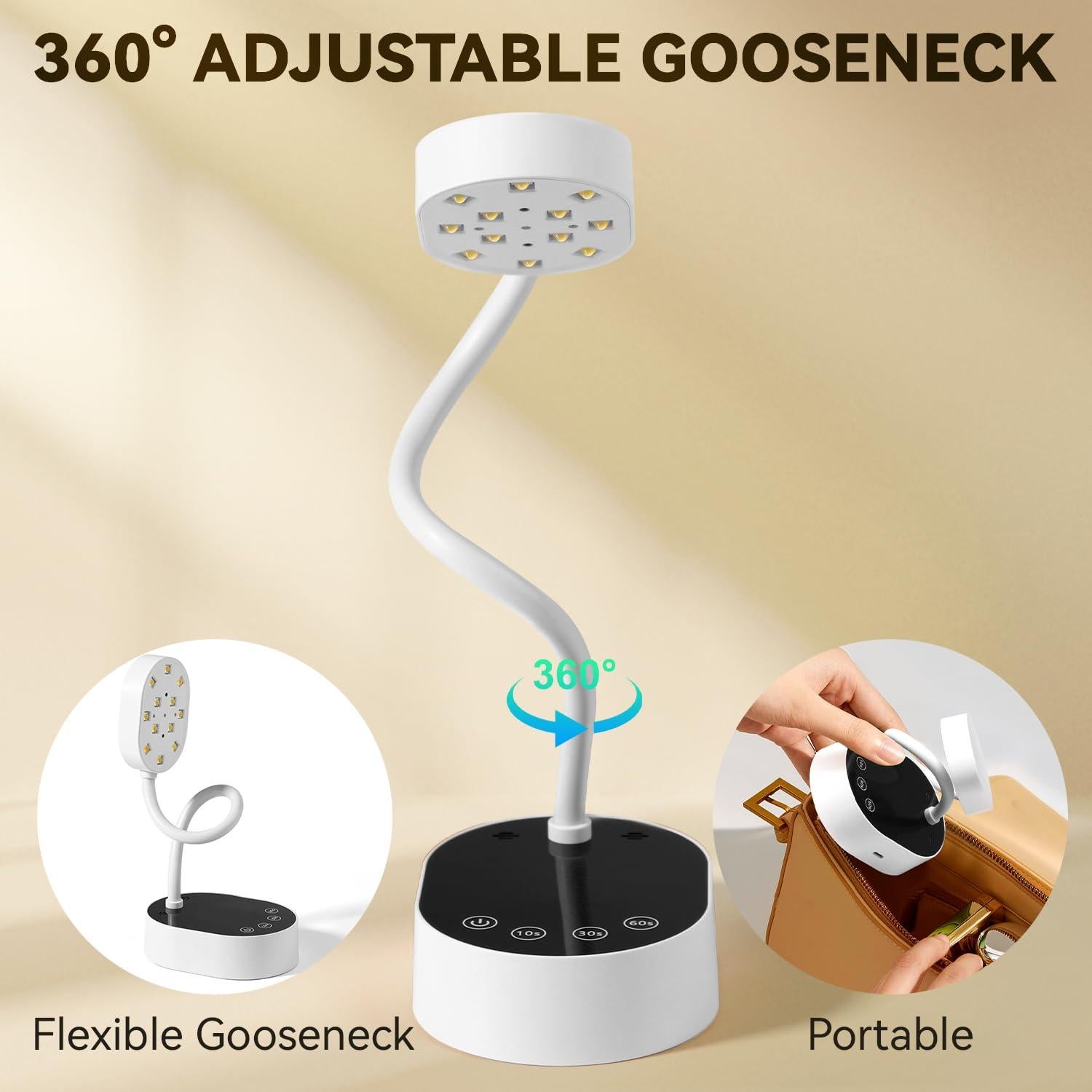 Lámpara UV LED AORAEM Recargable 36W Cuello de Ganso Blanca