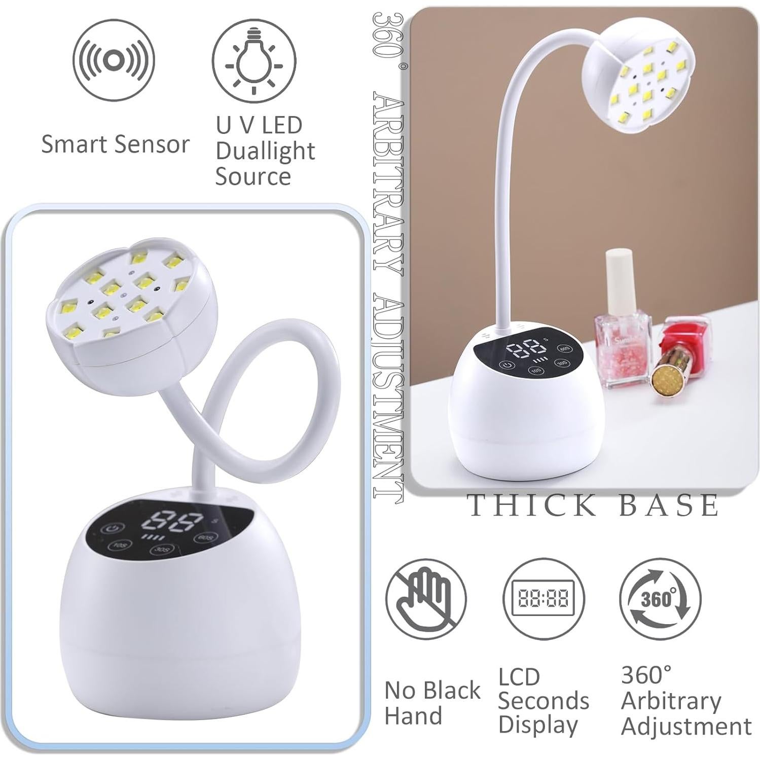 Lámpara UV LED PHAIN 36W Inalámbrica con Sensor y LCD