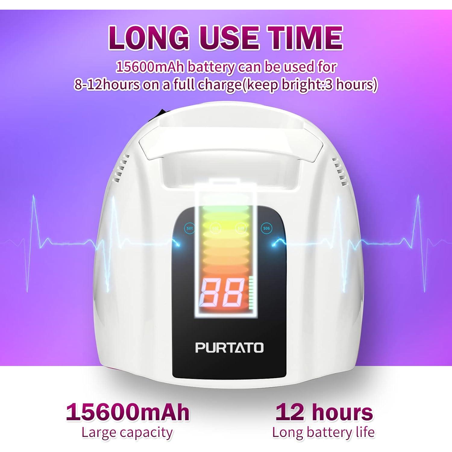 Lámpara UV LED Recargable PURTATO 96W con Temporizador y Sensor