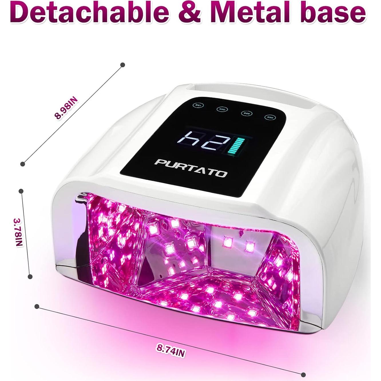 Lámpara UV LED Recargable PURTATO 96W con Temporizador y Sensor